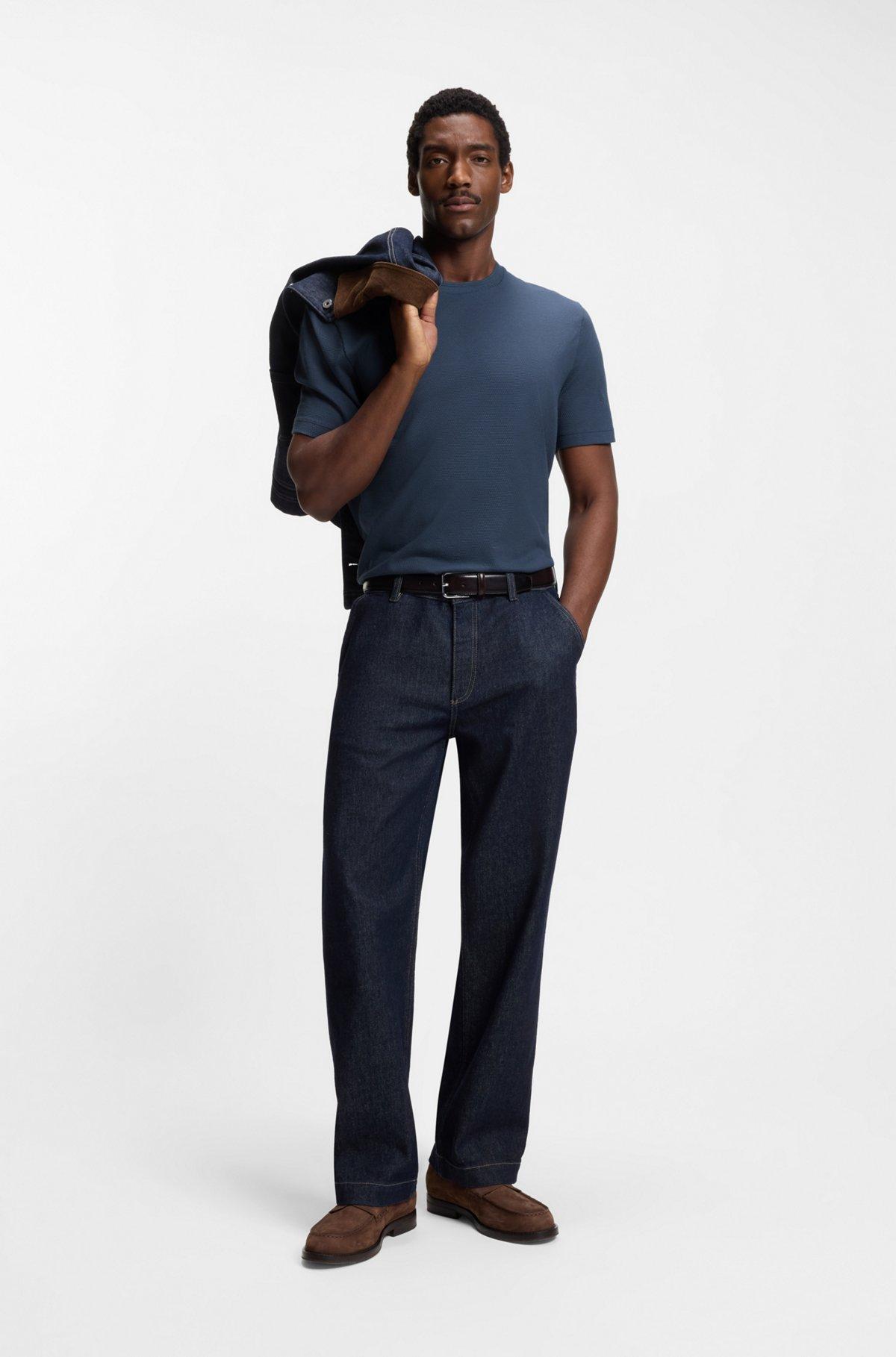Bubble-jacquard structure T-shirt in a cotton blend Product Image
