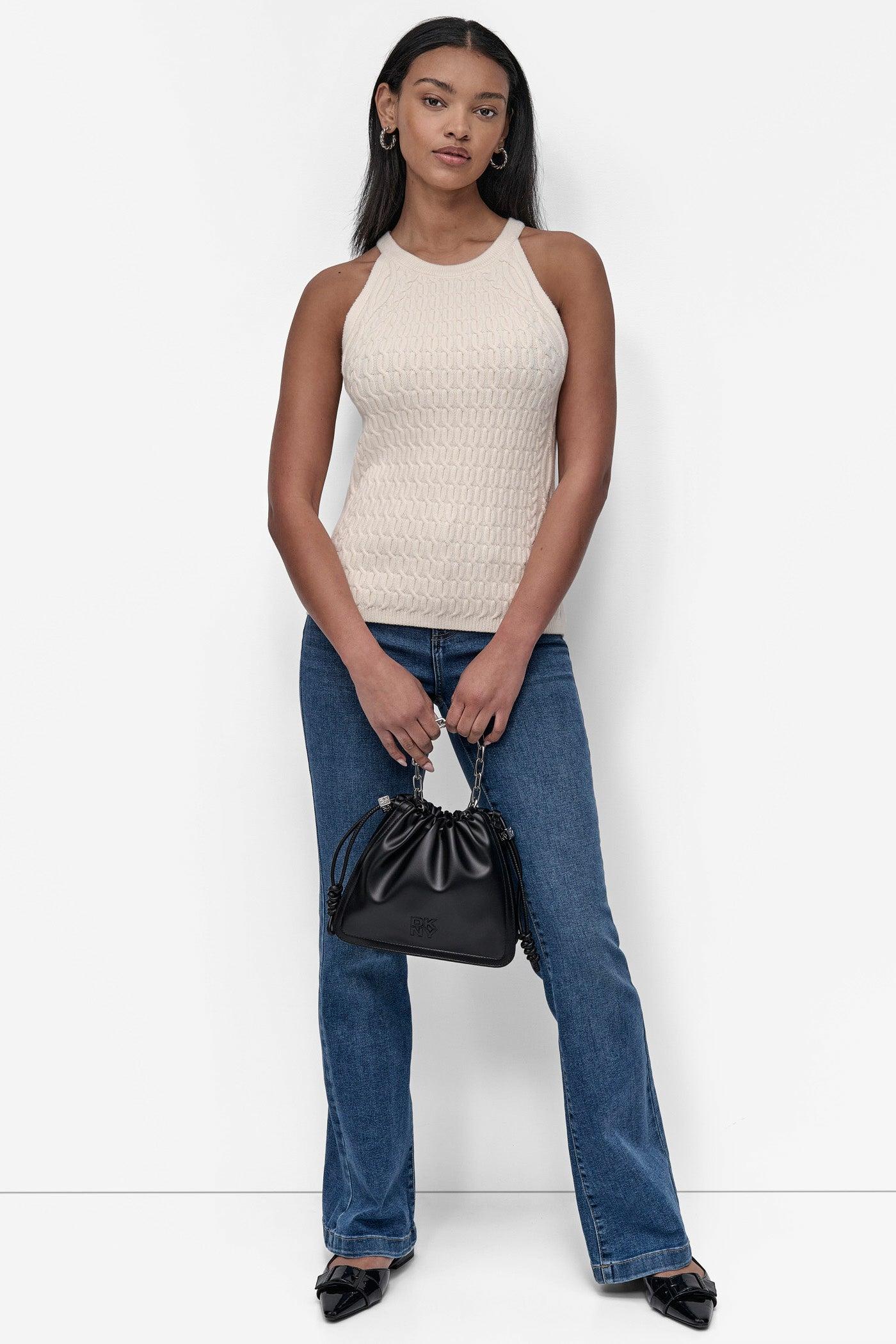 CABLE-KNIT HALTER-STYLE SWEATER Product Image