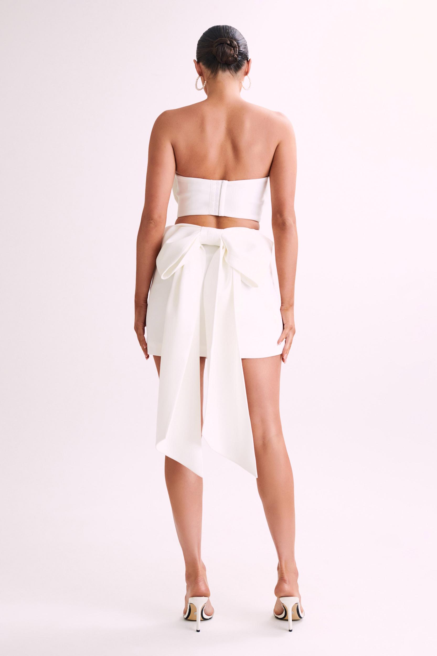 Jana Bow Mini Skirt - White Product Image