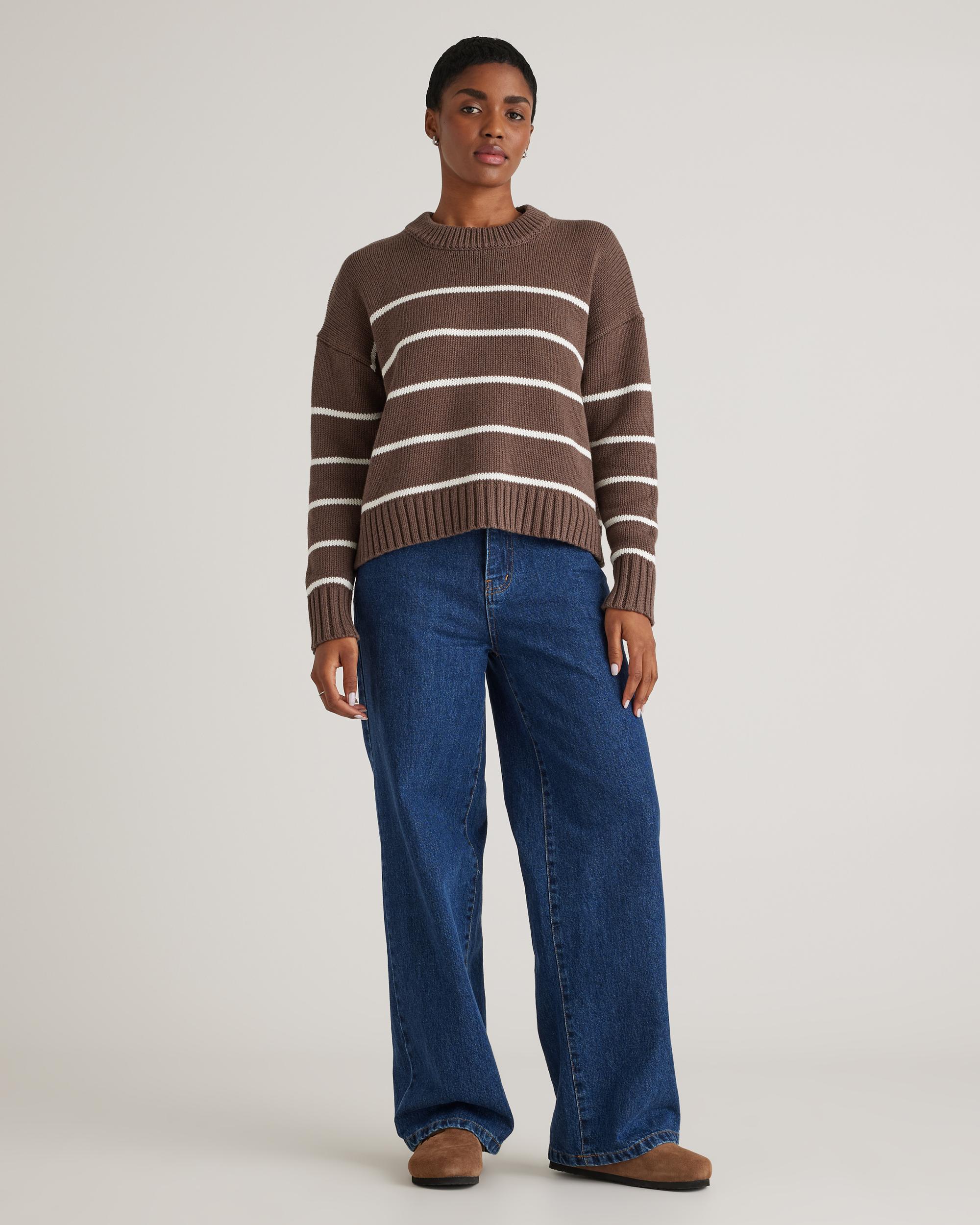 Quince | Women's Striped Crew Sweater Organic Cotton Product Image