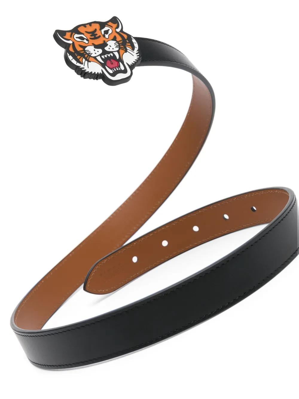 tiger-buckle leather belt Product Image