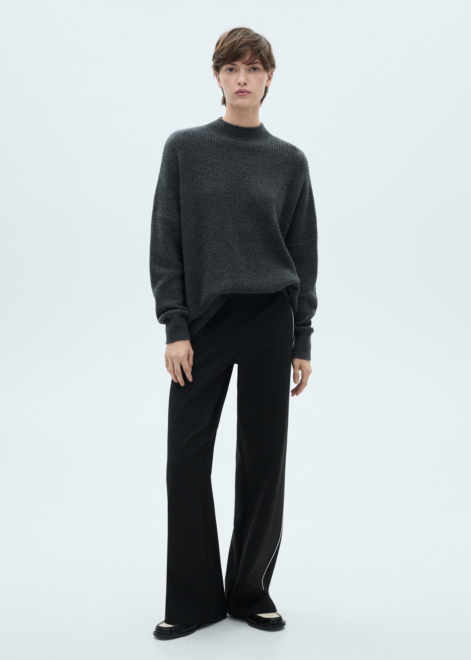Knitted pants with contrasting stripes - Women | MANGO USA Product Image