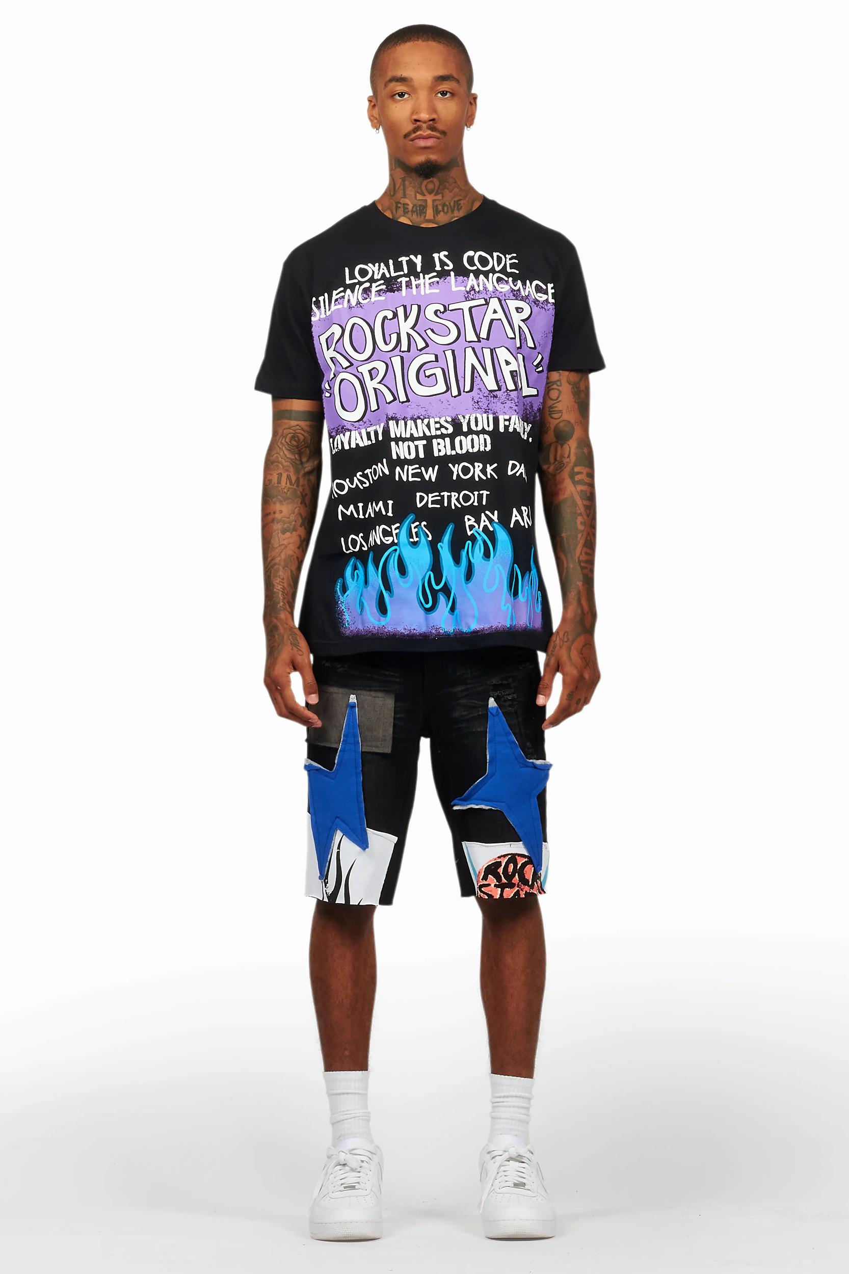 Beno Black T-Shirt/Denim Short Set Male Product Image