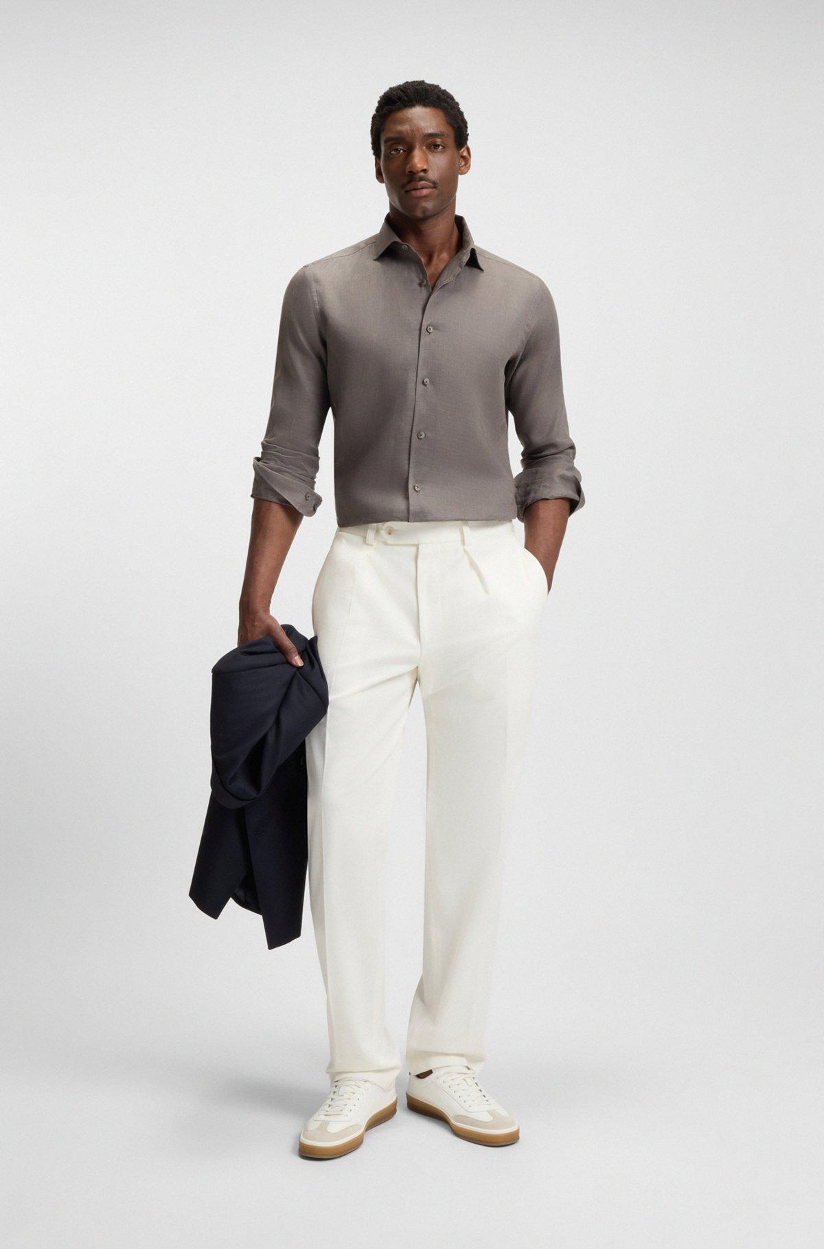 BOSS - BECKHAM x BOSS leather trainers with suede trims - White Product Image