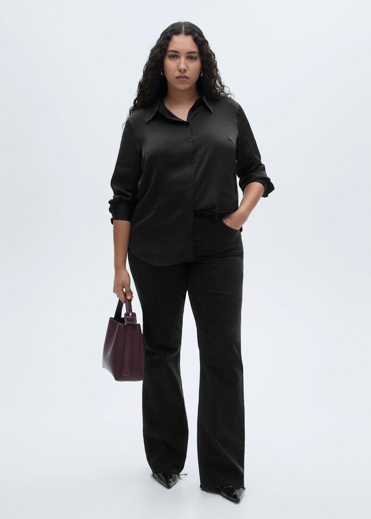 Satin finish flowy shirt - Women | MANGO USA Product Image