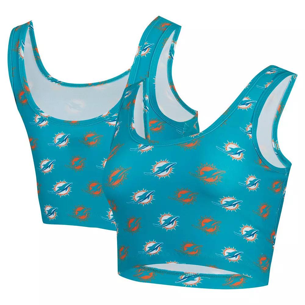 Women's Concepts Sport Aqua Miami Dolphins Record Allover Print Bralette,  Product Image