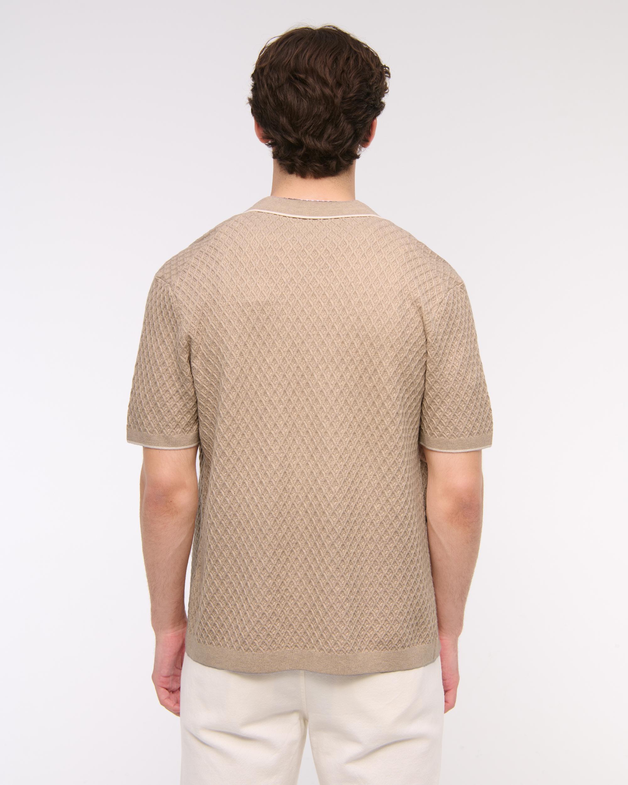 Diamond Stitch Button-Through Sweater Polo Product Image