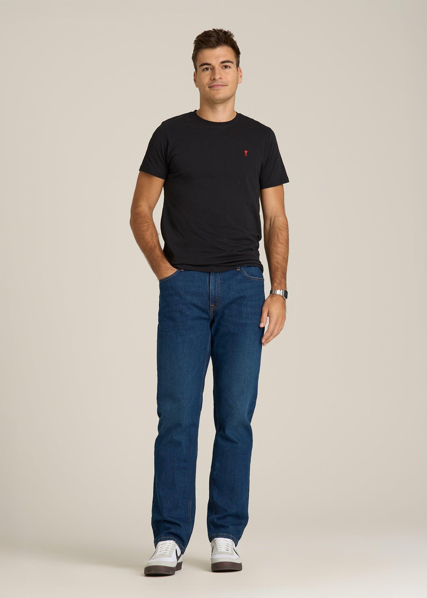 MODERN-FIT Embroidered Logo Crewneck T-Shirt for Tall Men in White Male Product Image