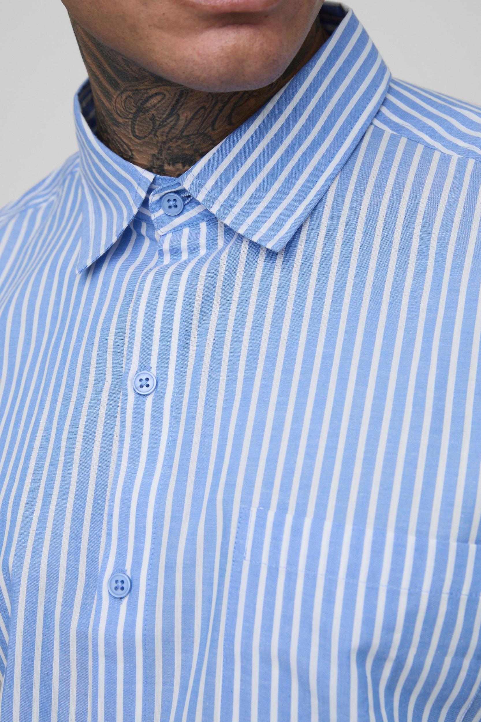 Tall Stripe Oversized Long Sleeve Shirt | boohooMAN USA Product Image