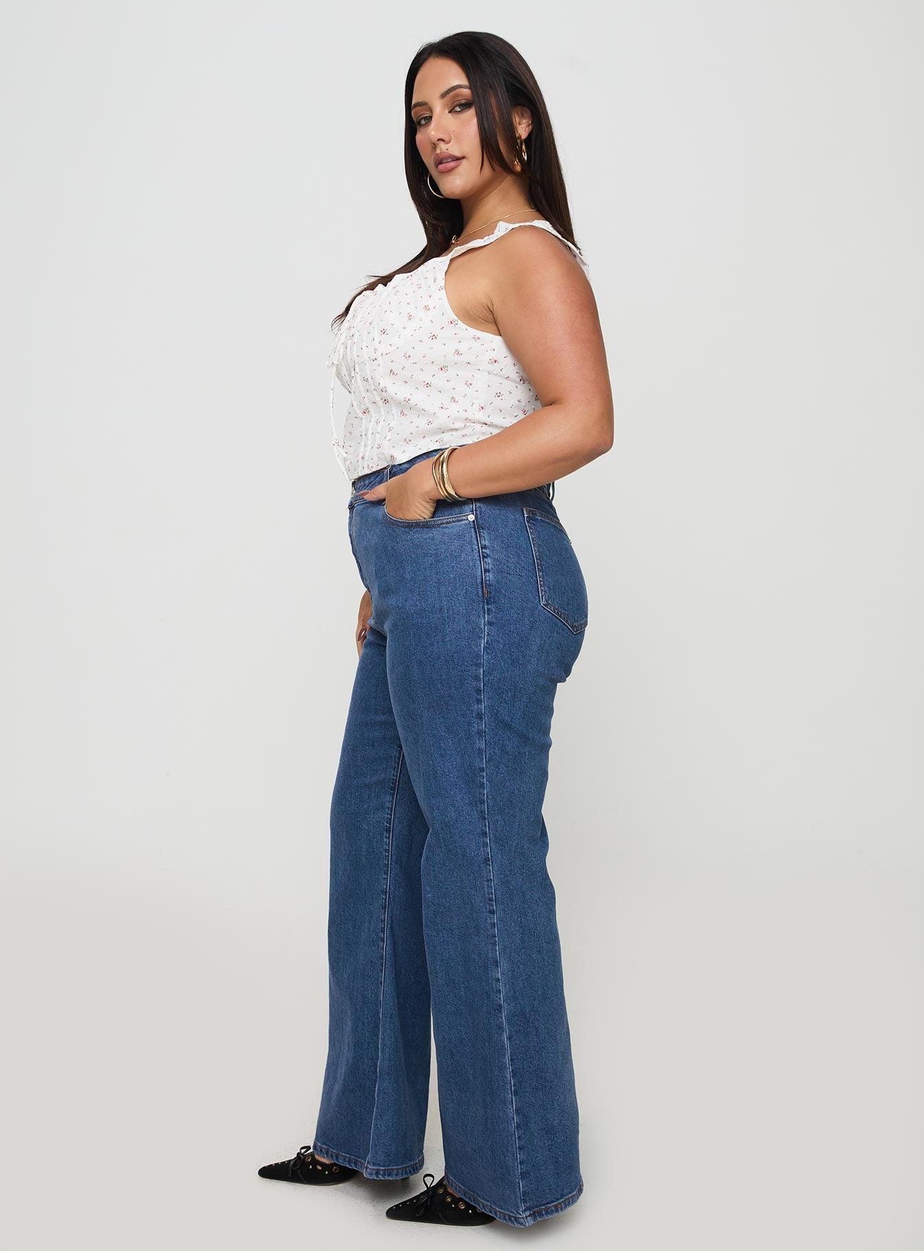 Lucille High Rise Flared Jeans Mid Wash Curve Product Image