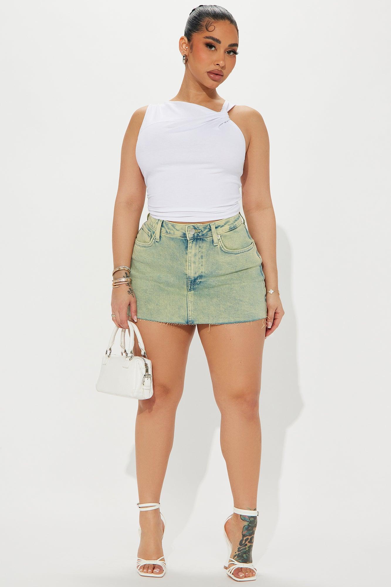 Adelia Tinted Denim Mini Skirt - Light Wash Product Image