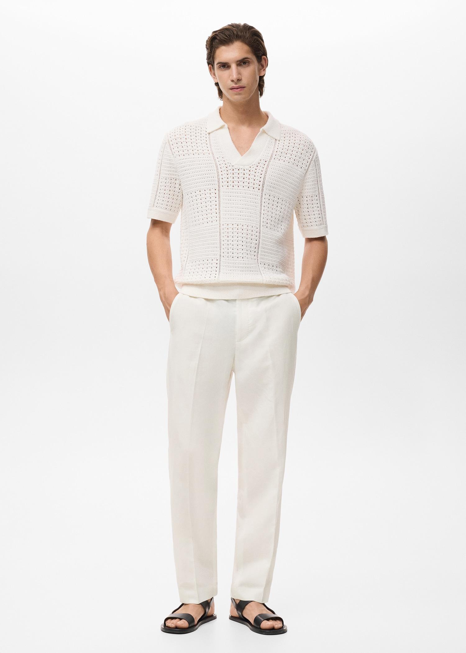Straight-leg pants in a linen and lyocell blend - Men | MANGO USA Product Image