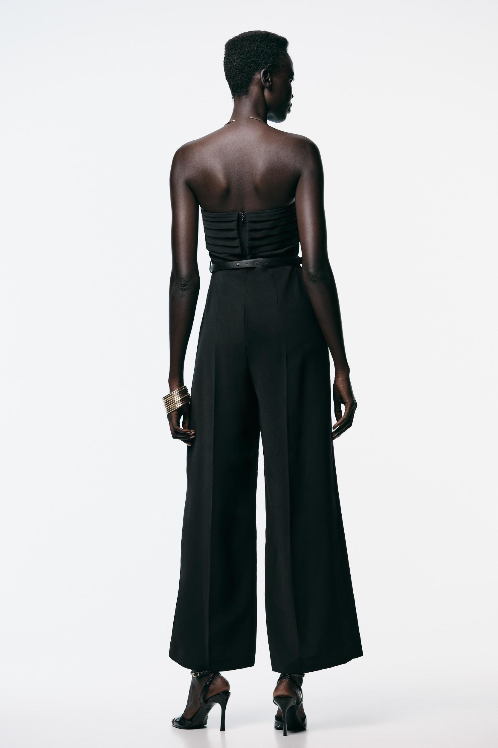 CREPE BUSTIER JUMPSUIT WITH BELT Product Image