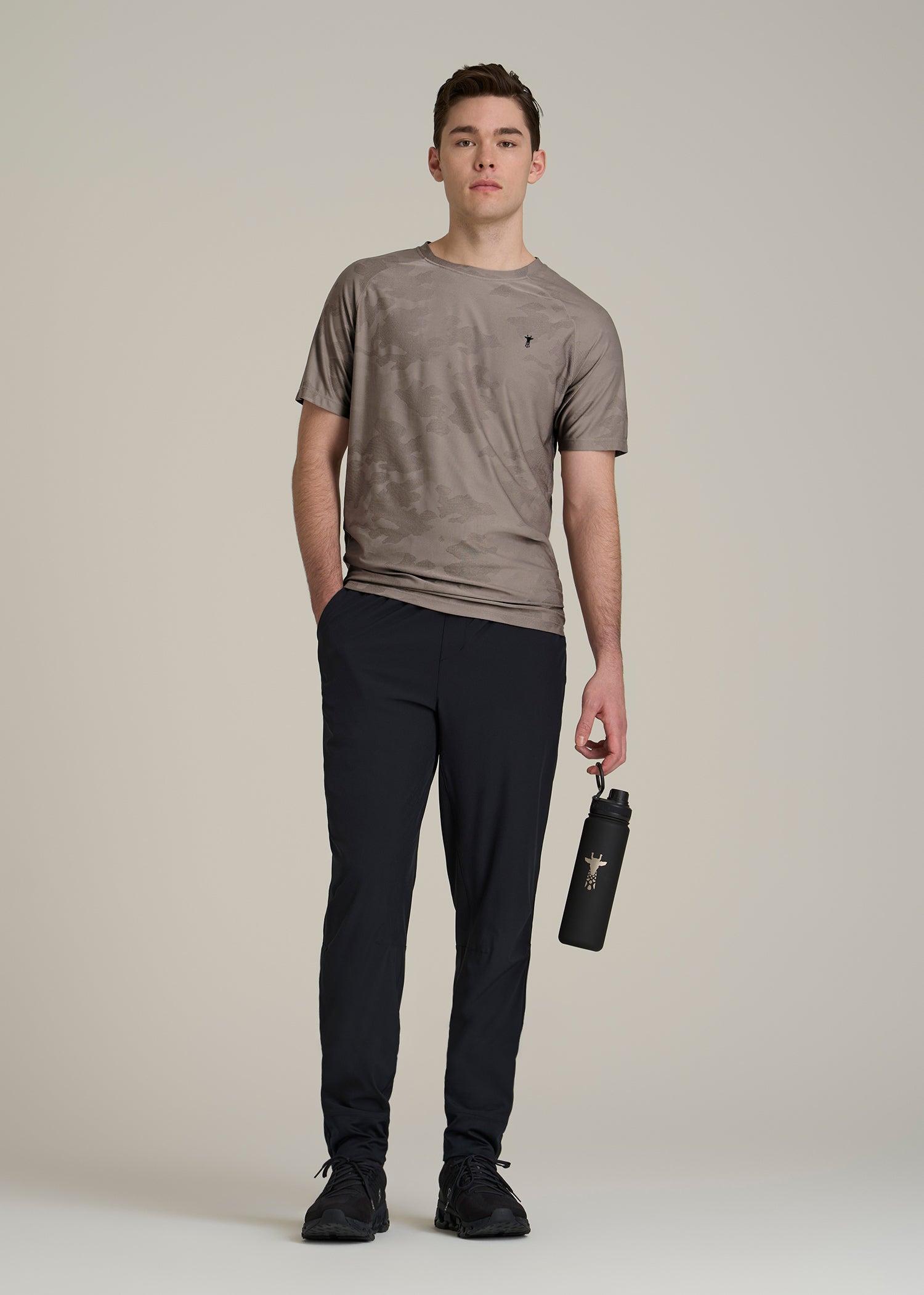 Jacquard Training T-Shirt for Tall Men in Portobello Male Product Image