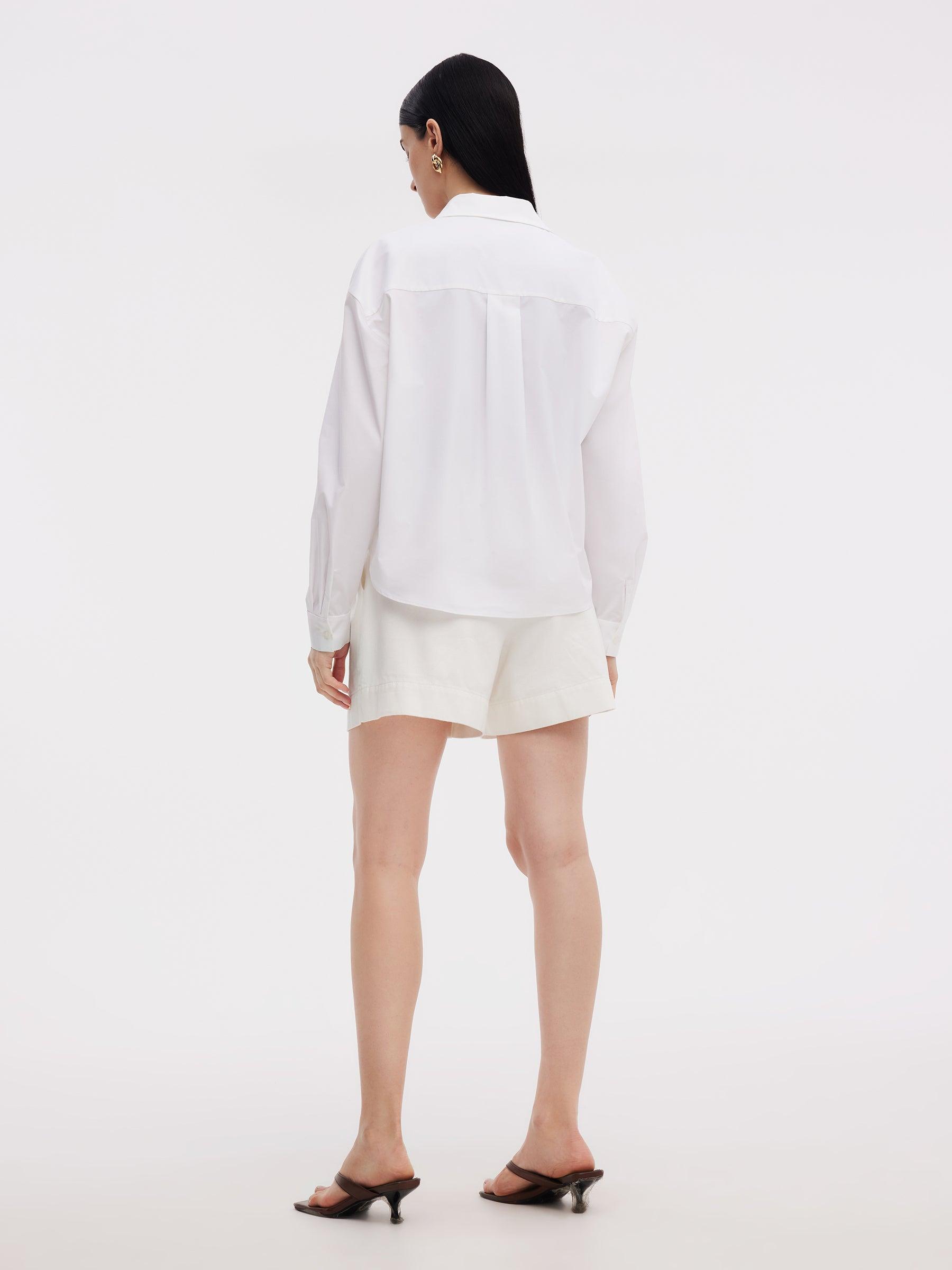 Twist Front Shirt And Mock Neck Knit Tank Two-Piece Set Product Image