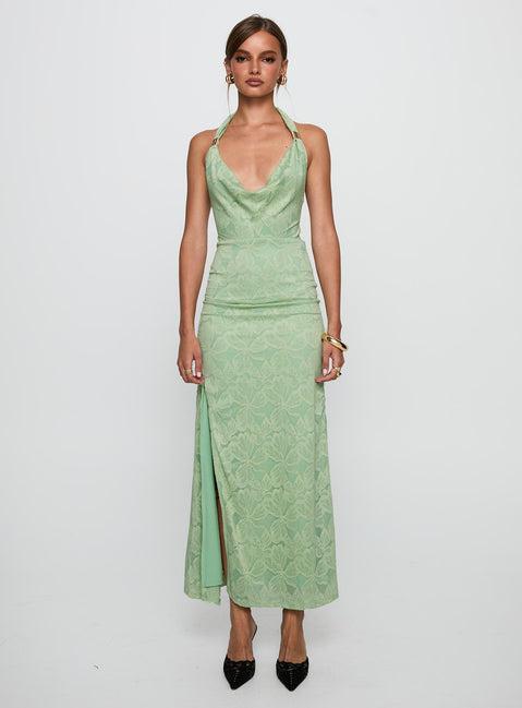 Starfall Halter Maxi Dress Sage Product Image