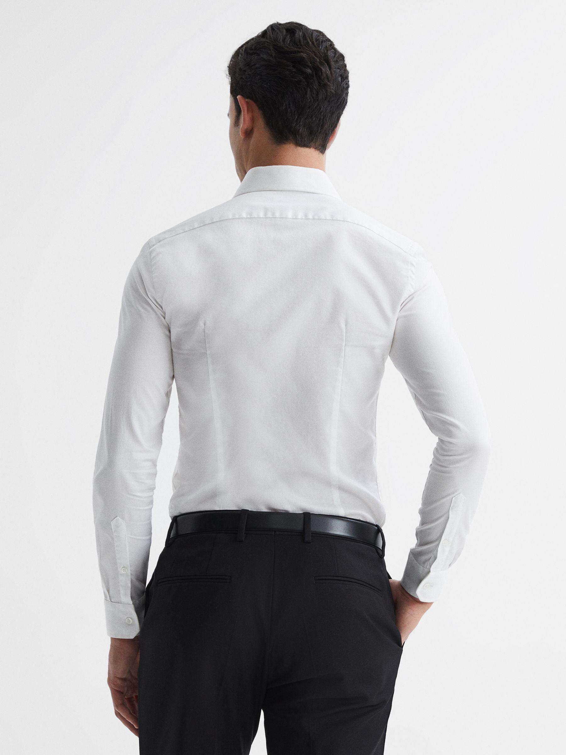 Slim Fit Two-Fold Cotton Shirt in White Product Image