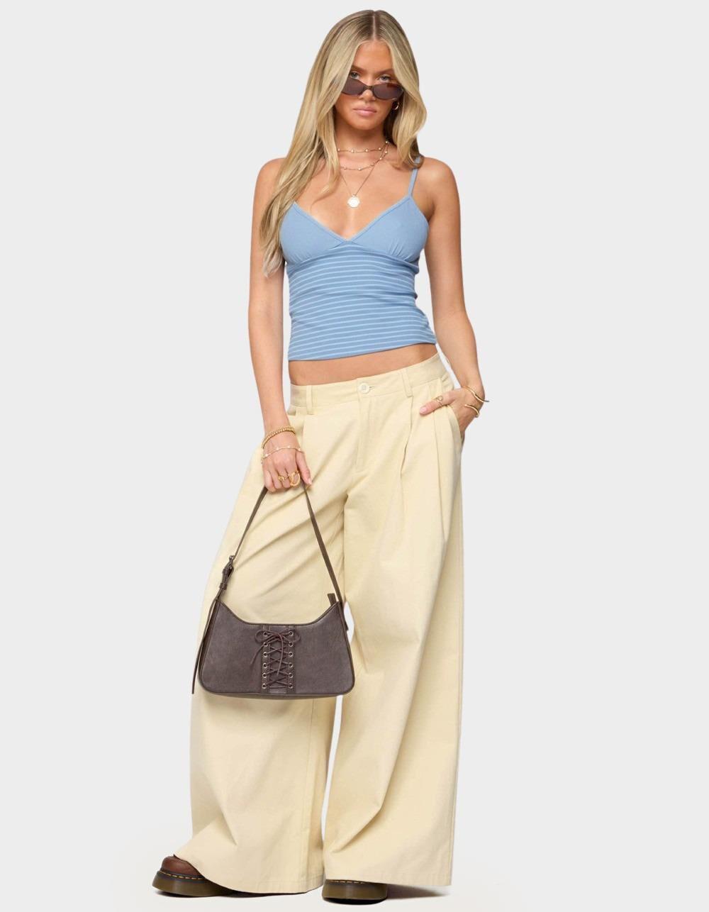 EDIKTED Hemsley Striped Ribbed Tank Top - BLUE Product Image