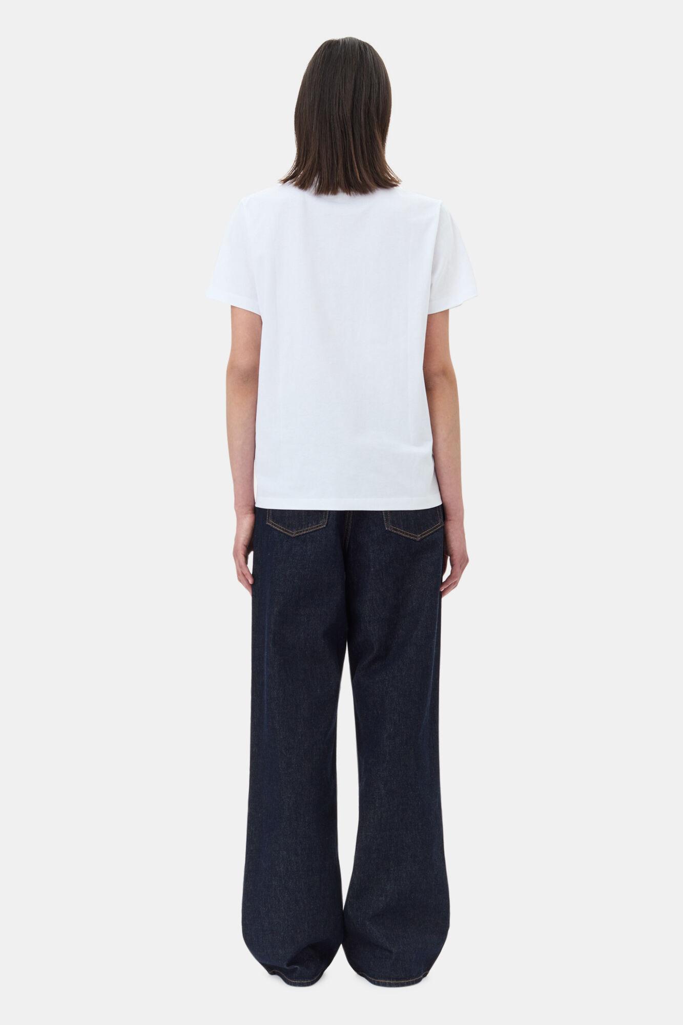 White Basic Jersey Leopard Relaxed T-shirt Product Image