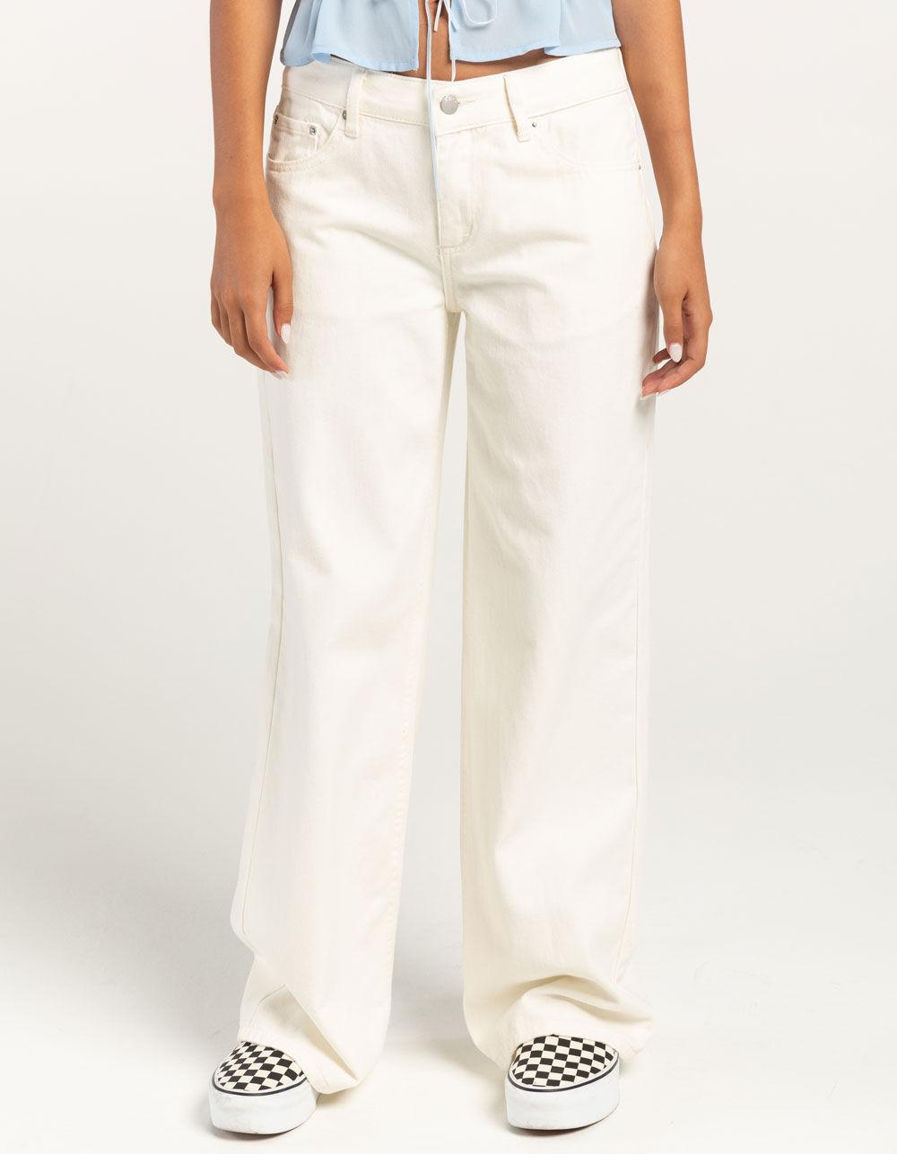 RSQ Womens Low Rise Twill Baggy Jeans - OFF WHITE Product Image