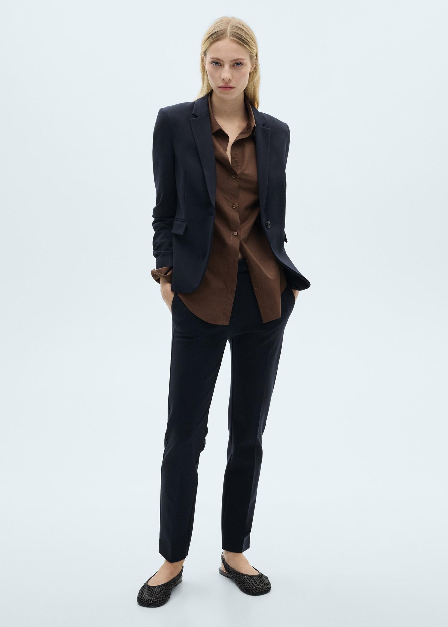 Straight mid-rise pants - Women | MANGO USA Product Image