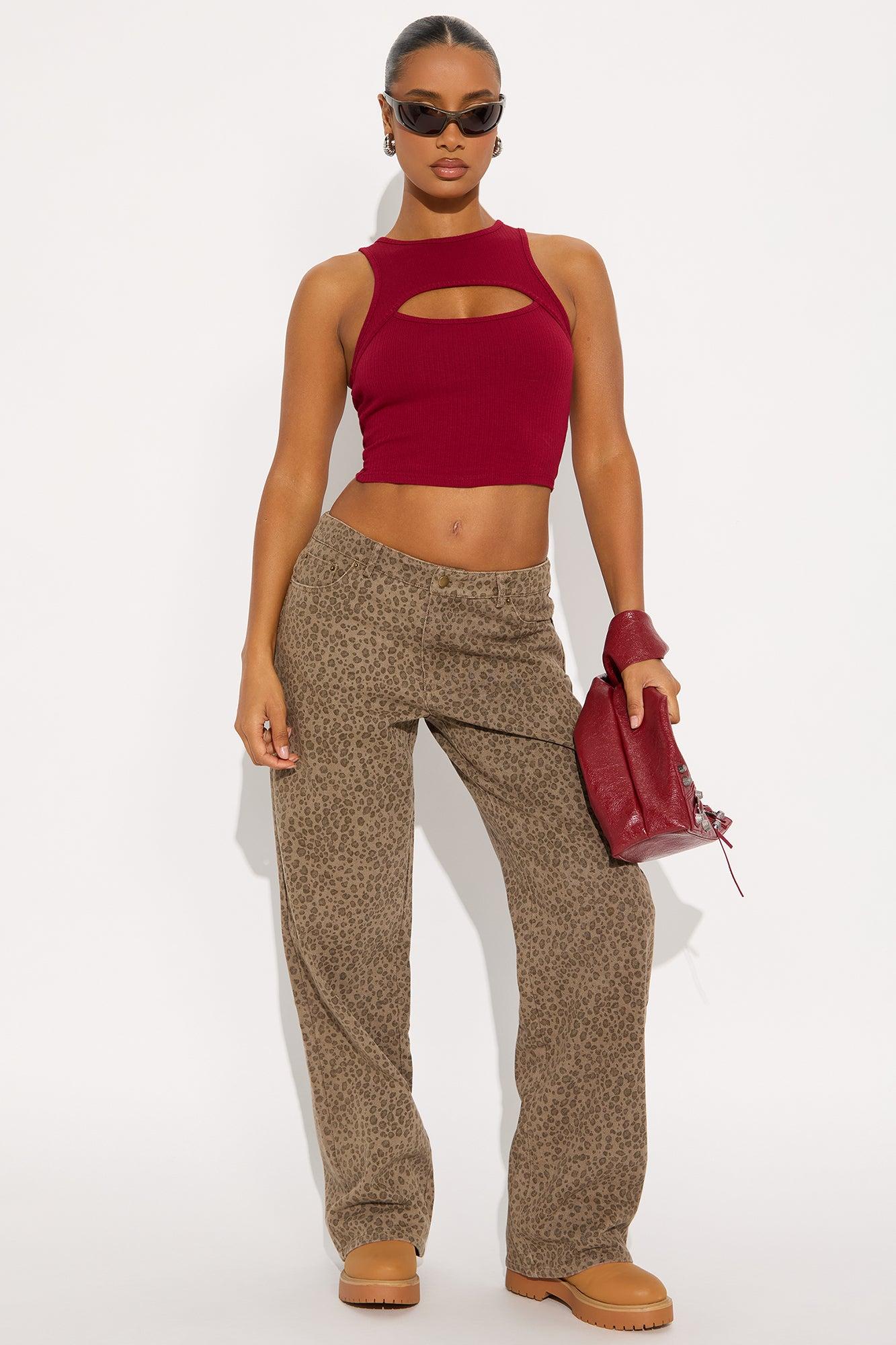 Amaris Cut Out Cropped Tank Top - Rust Female Product Image