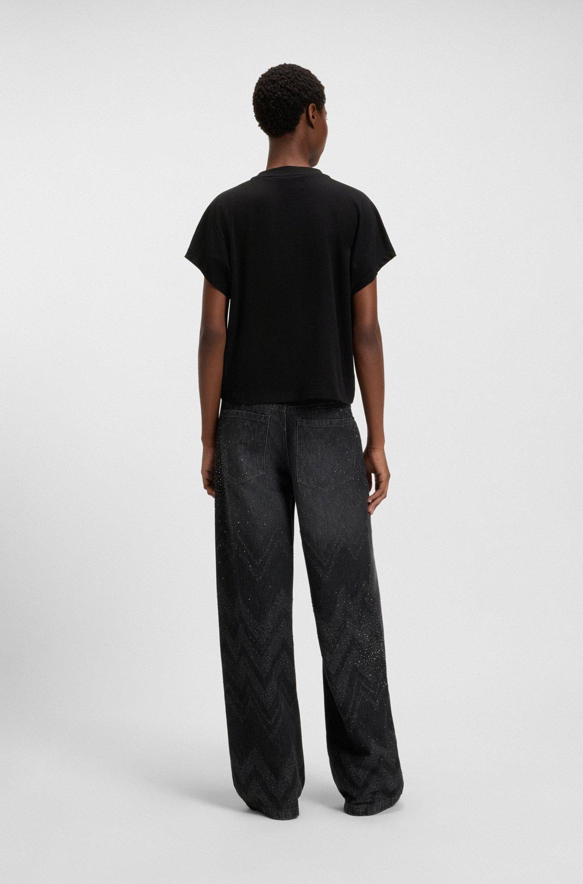 Oversize-fit cotton T-shirt with crystal artwork Product Image