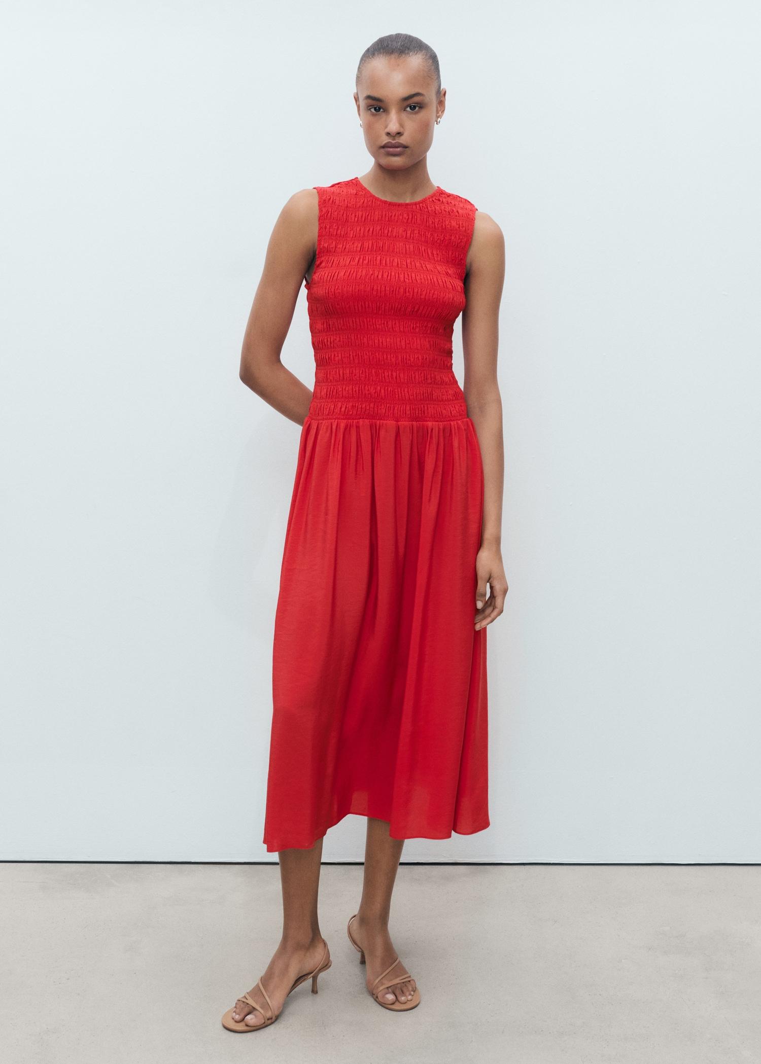 Flared dress with gathered body - Women | MANGO USA Product Image