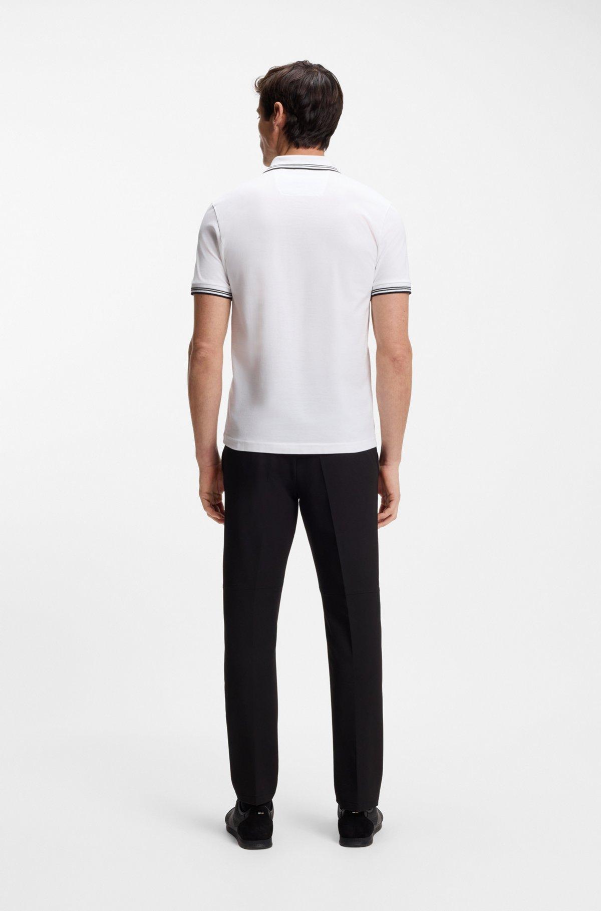 Stretch-cotton slim-fit polo shirt with branding and stripes Product Image