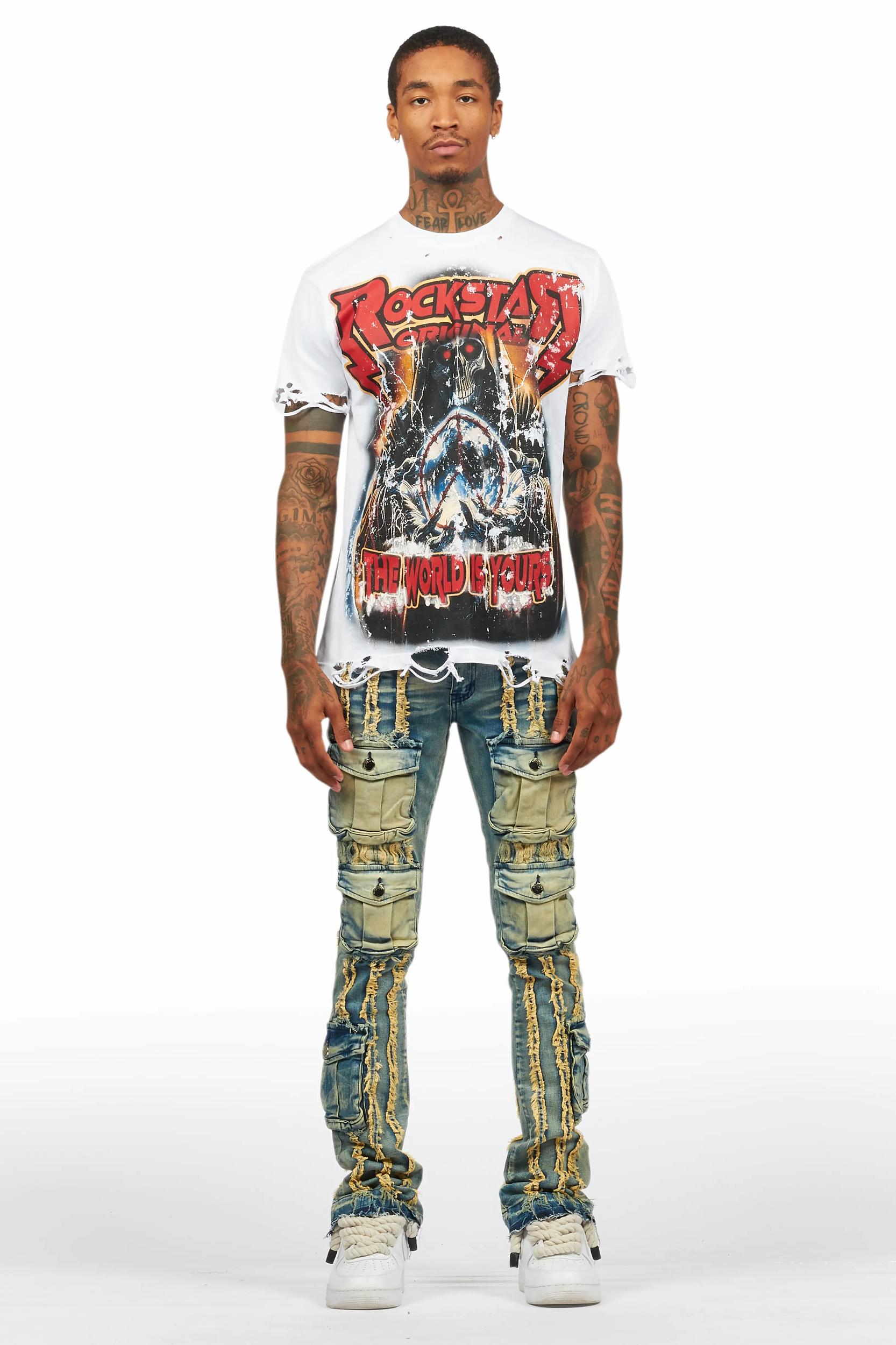 Frey Blue Stacked Flare Jean Male Product Image