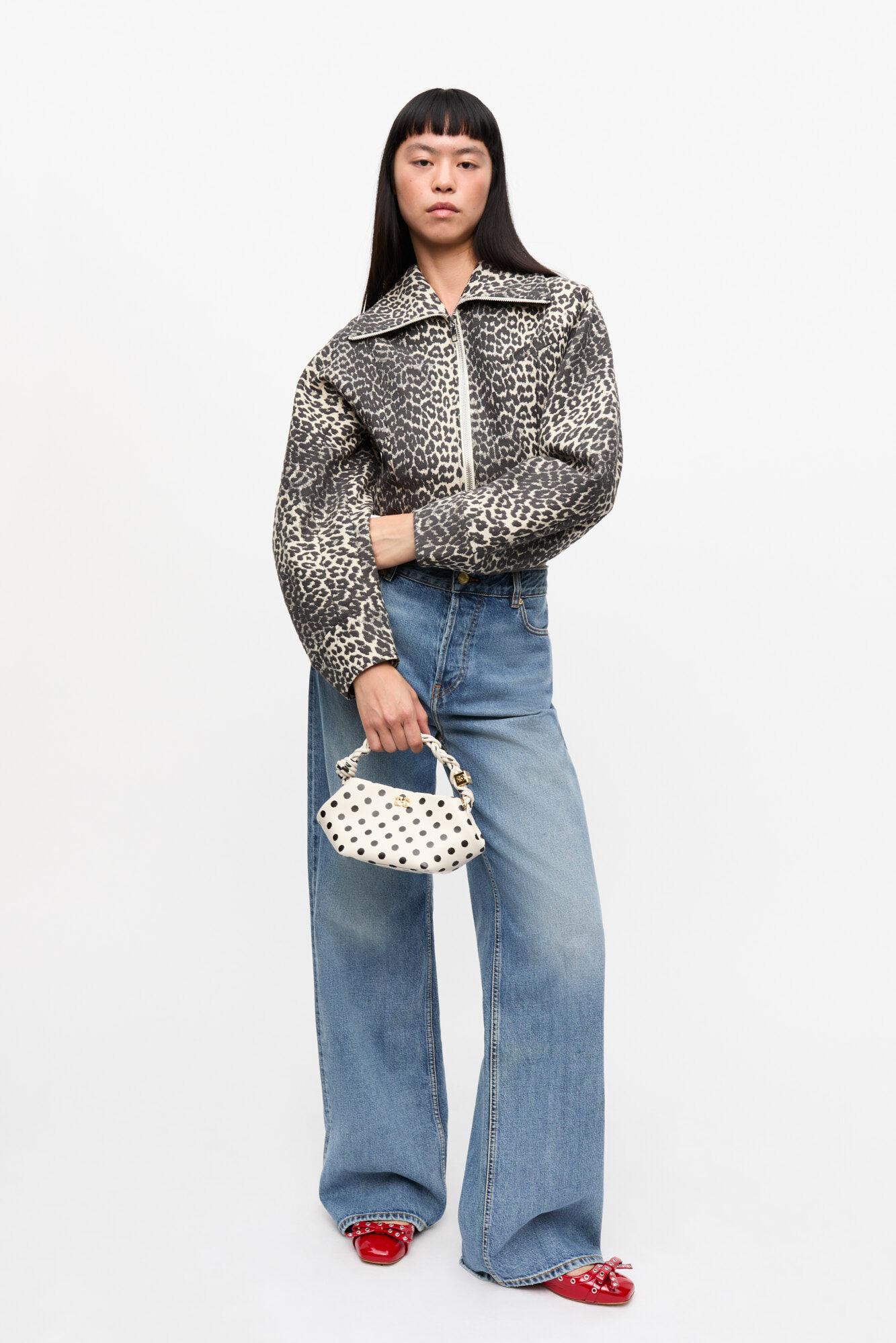 Leopard Curve Sleeve Short Jacket Product Image