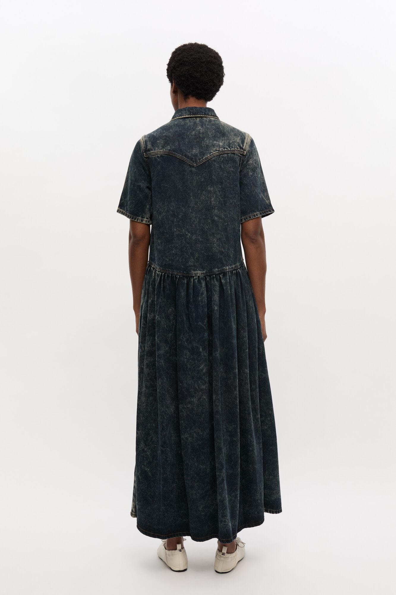 Black Washed Denim Dress Product Image