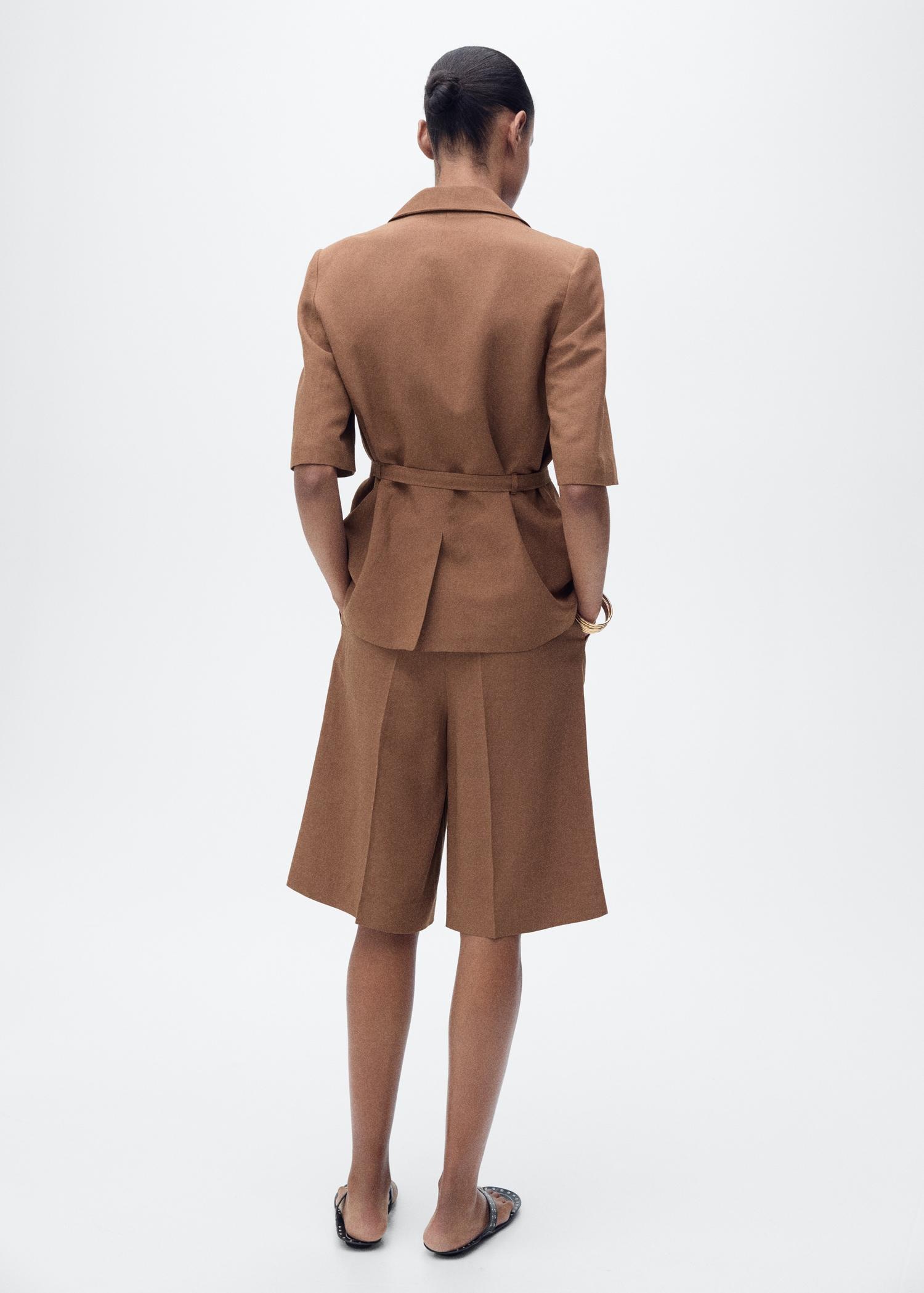 Linen-blend suit bermuda shorts - Women | MANGO USA Product Image