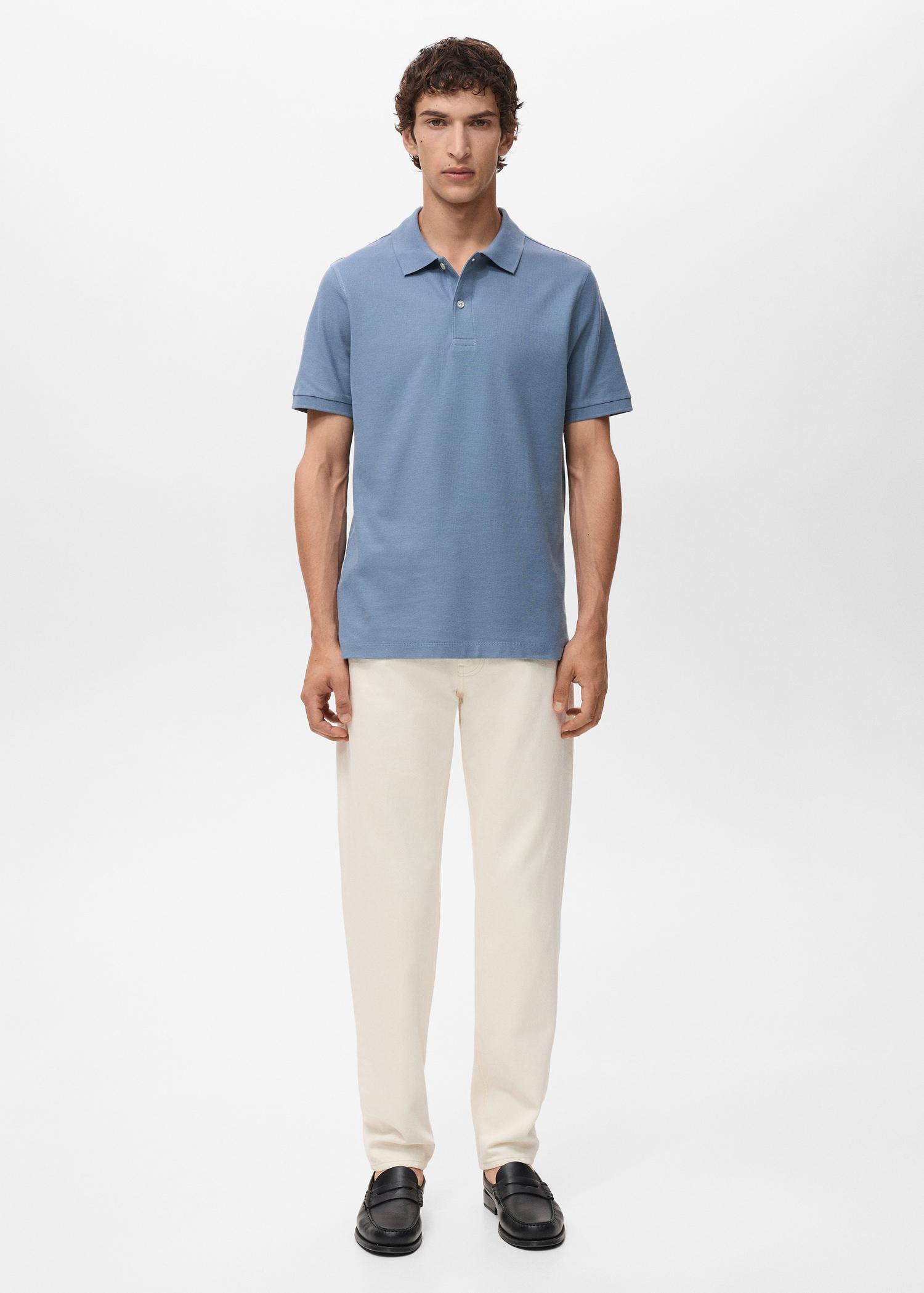 Regular-fit cotton piqué polo shirt - Men | MANGO USA Product Image