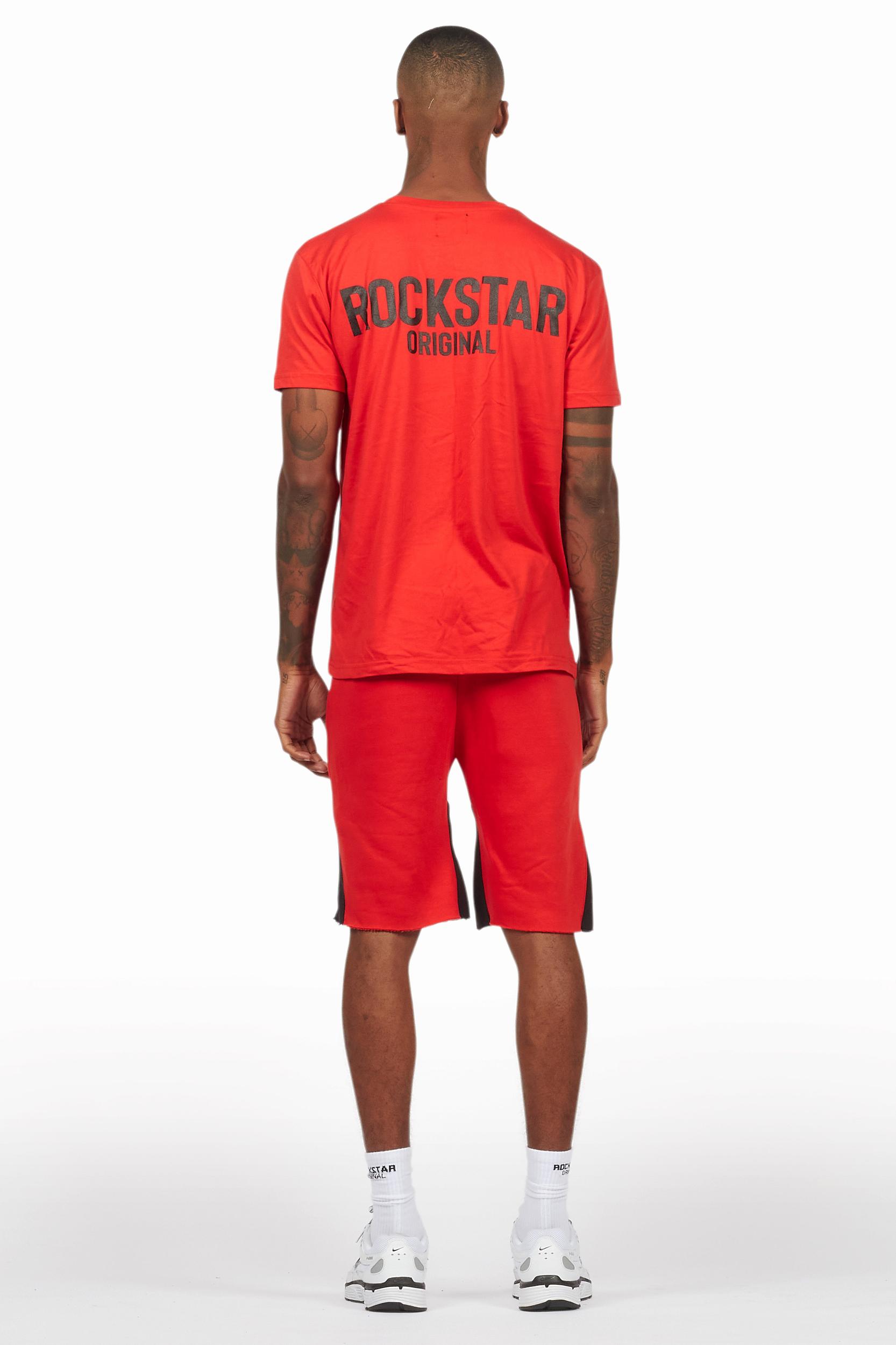 Sana Red Relaxed T-Shirt/Short Set Male Product Image