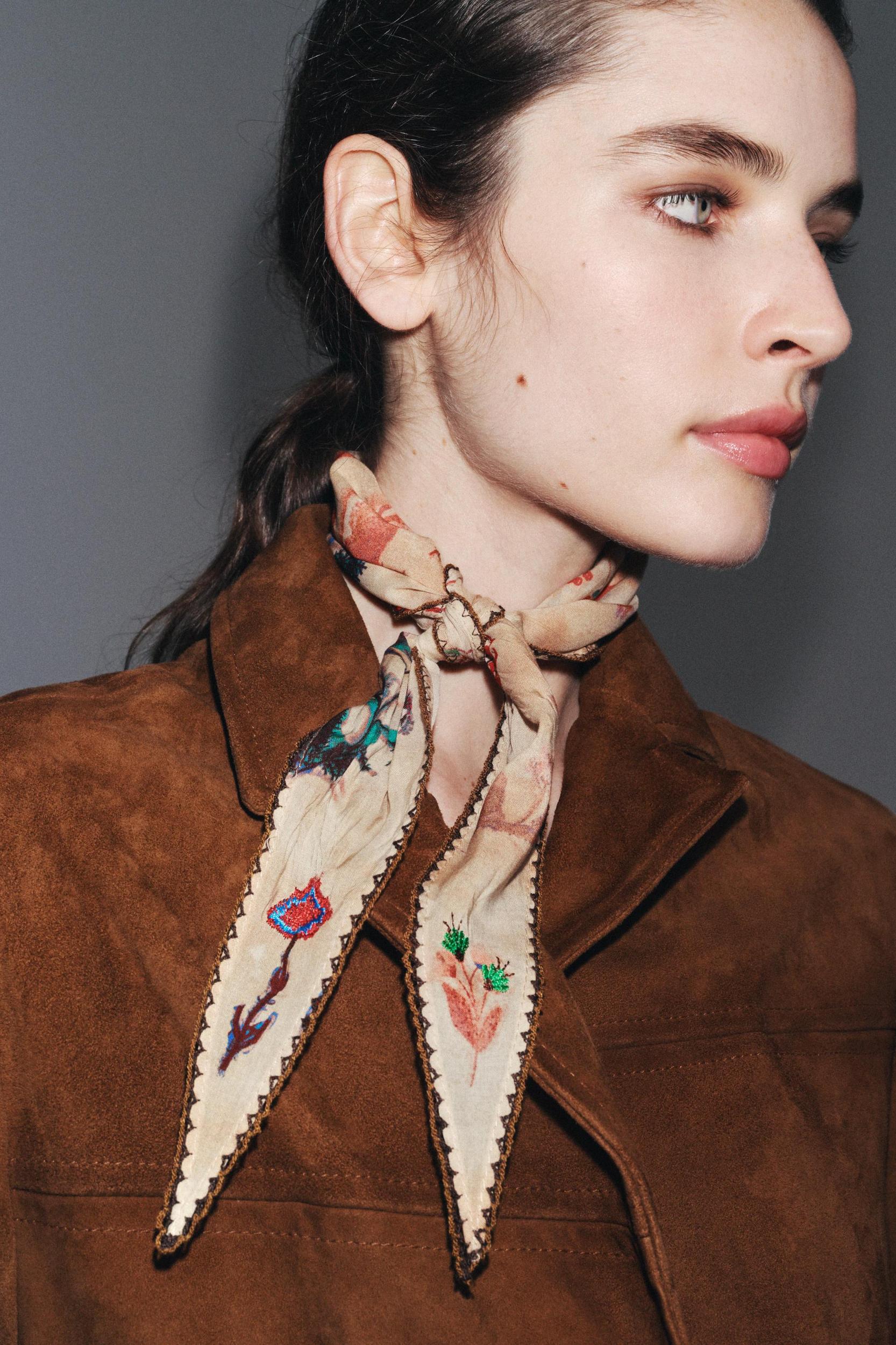 EMBROIDERED FLORAL POINTELLE BANDANA Product Image