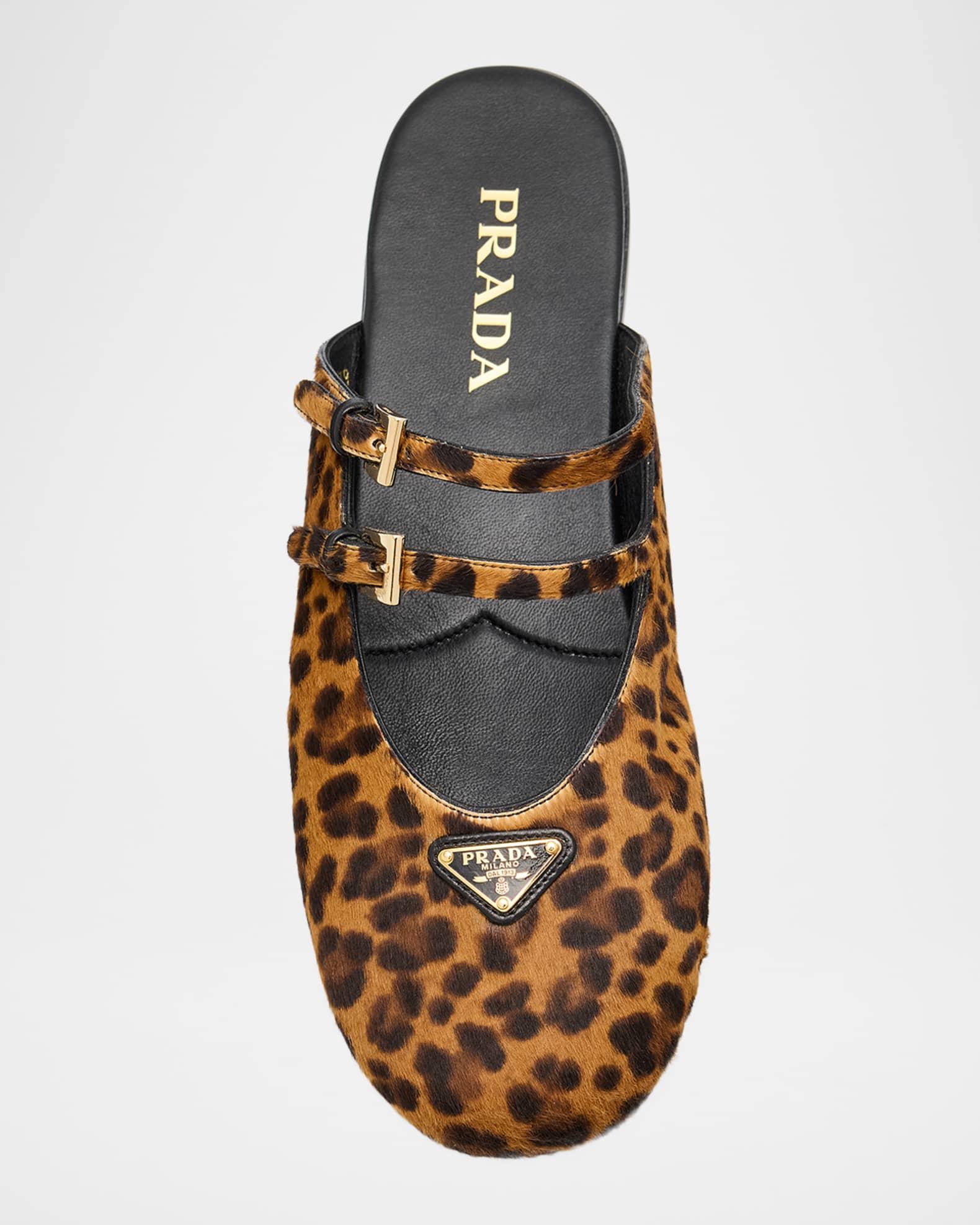 Leopard-Print Pony Hair Dual Mary Jane Ballerina Mules Product Image