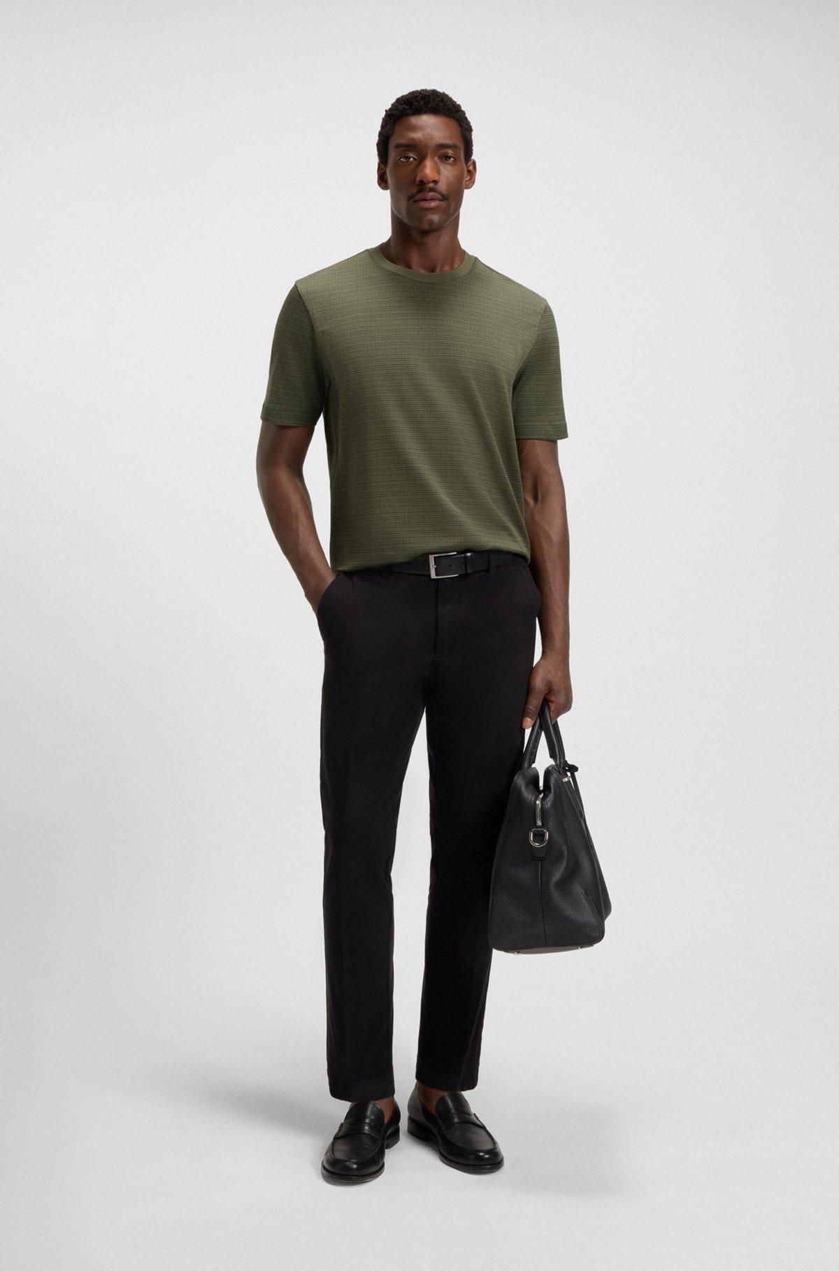 Mercerized-cotton T-shirt with grid pattern Product Image