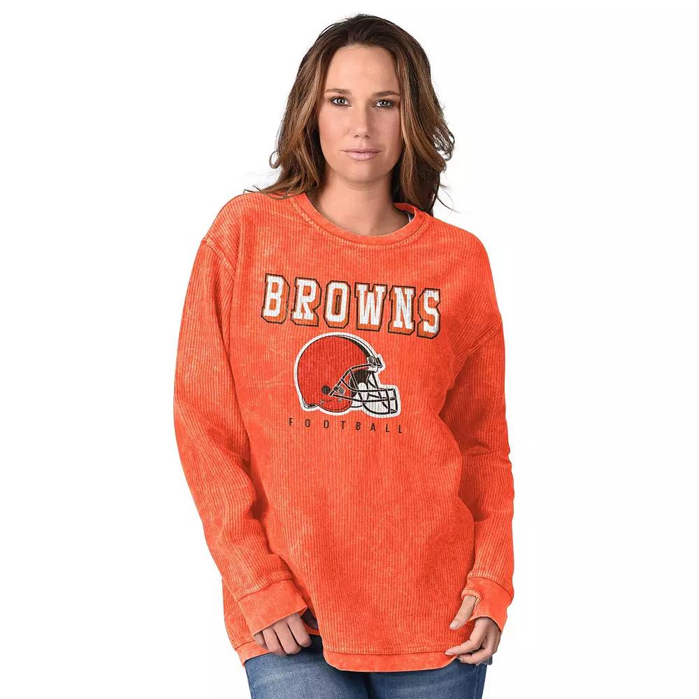 Women's G-III 4Her by Carl Banks Orange Cleveland Browns Comfy Cord Pullover Sweatshirt,  Product Image