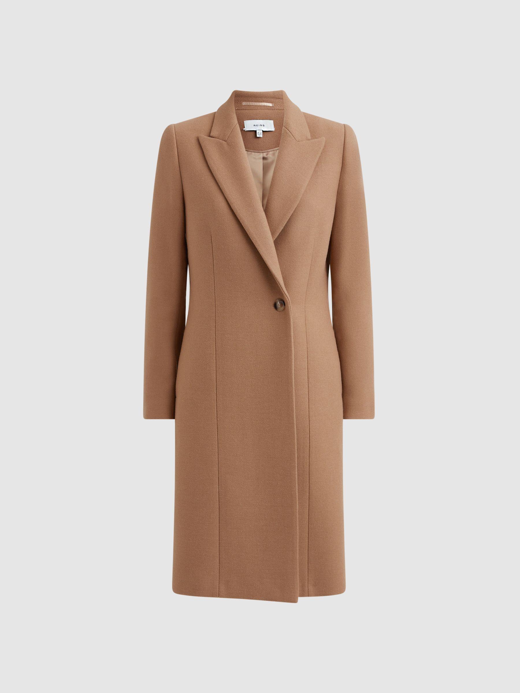 Wool Blend Double Breasted Coat in Camel Product Image