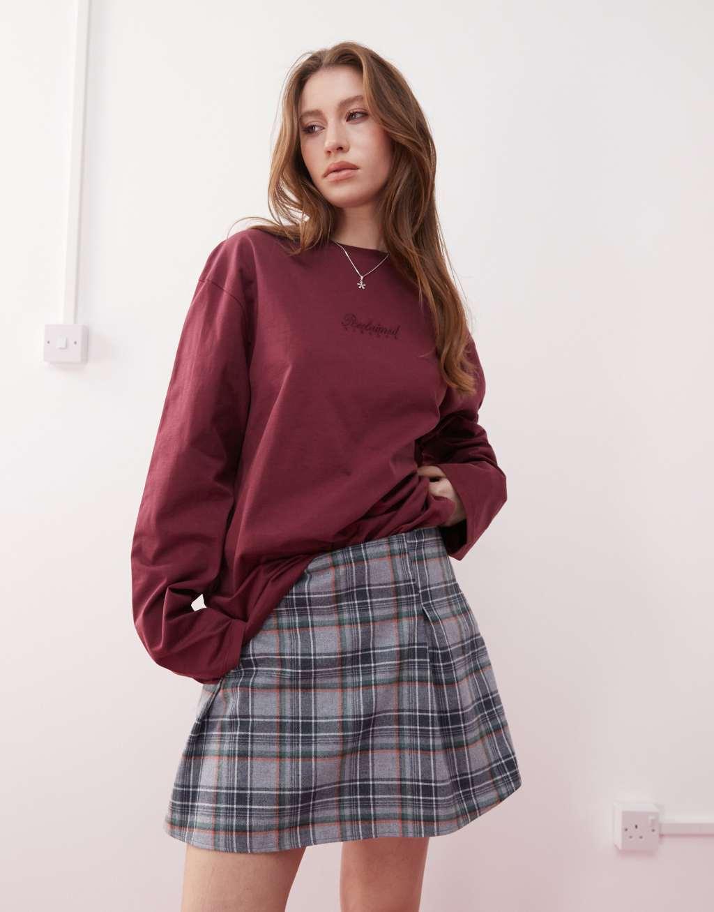 Reclaimed Vintage mini skort in blue plaid Product Image