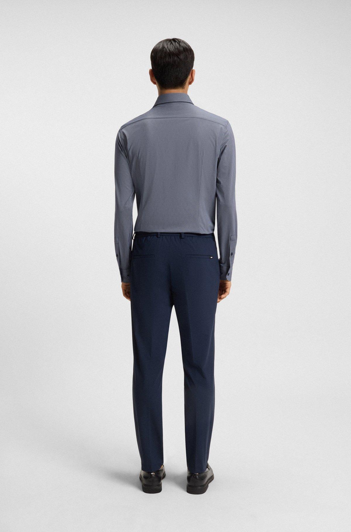 Printed slim-fit shirt in Italian-made performance-stretch jersey Product Image