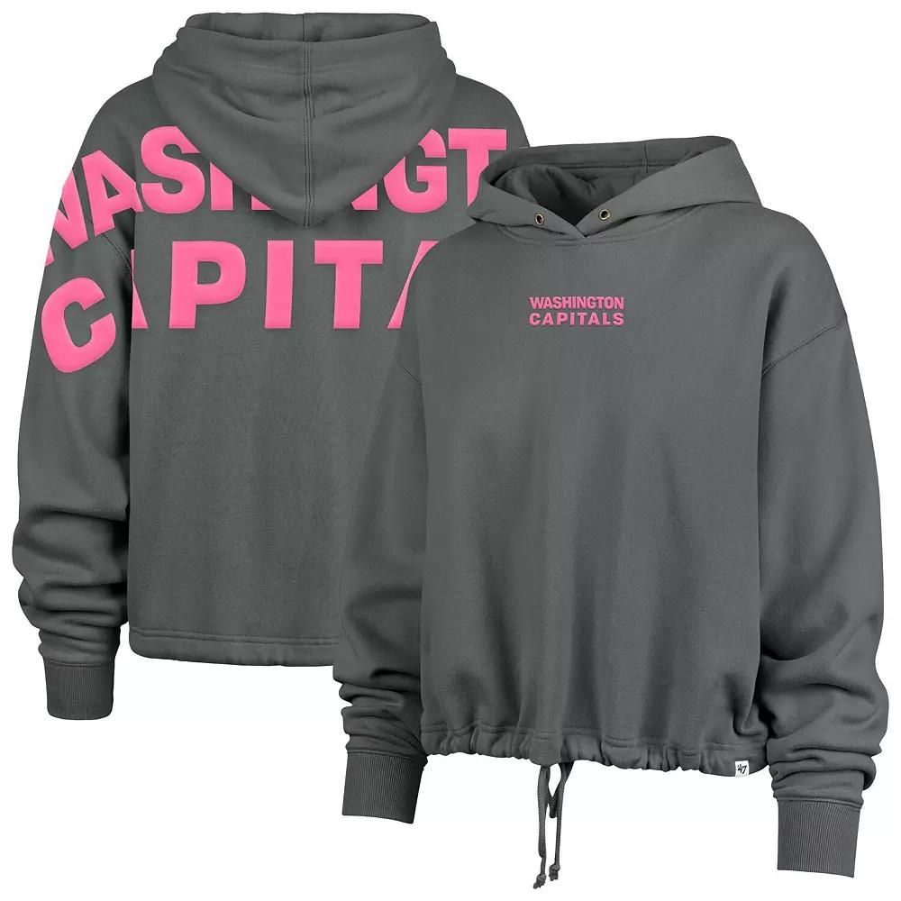 Women's '47 Gray Washington Capitals Bright Side Venice Cropped Pullover Hoodie, Size: Small, Grey Product Image