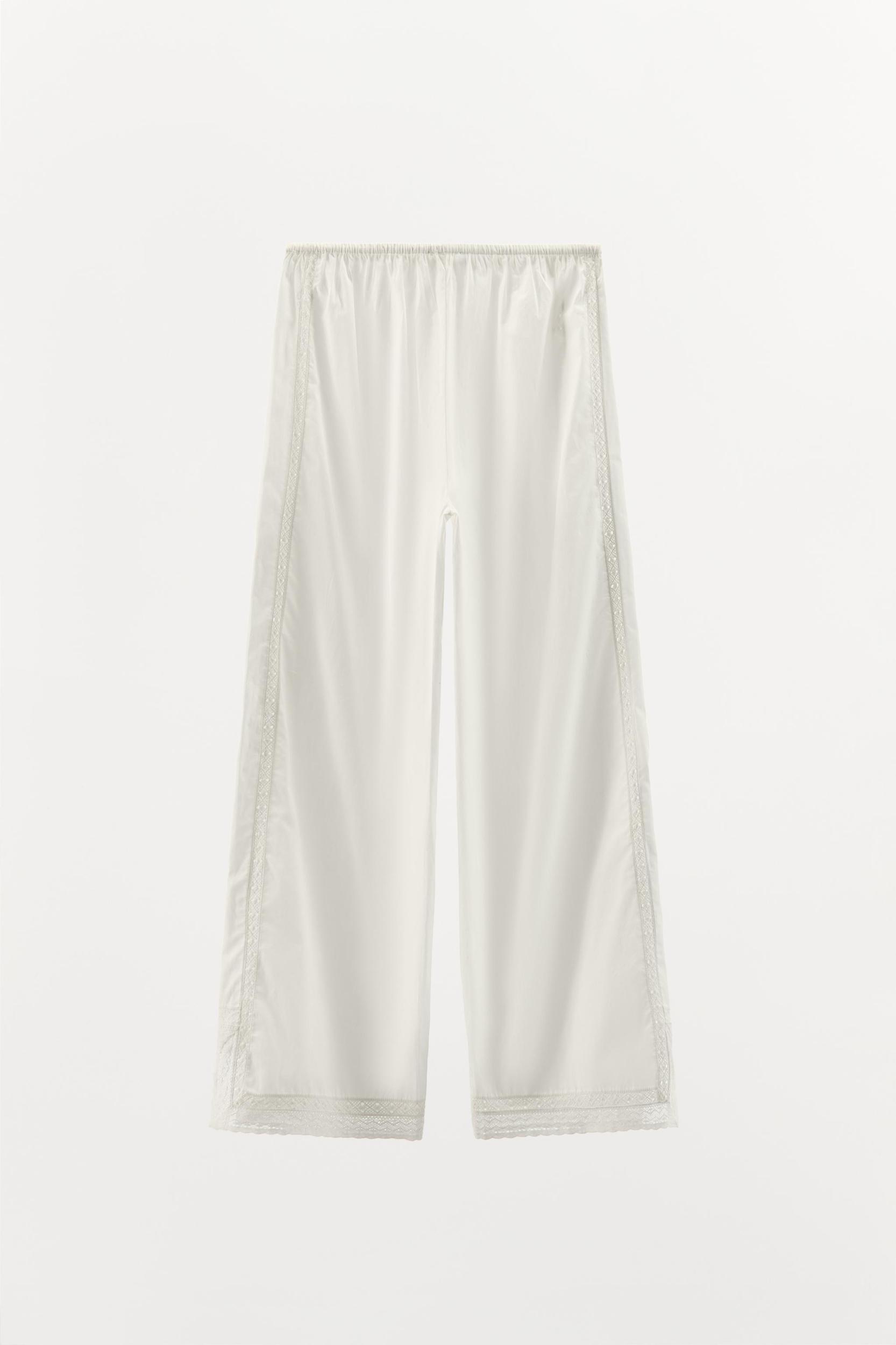 LACE COTTON PAJAMA PANTS Product Image