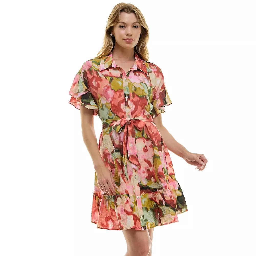 Women's Luxology Button Front Tie-Waist Dress,  Product Image