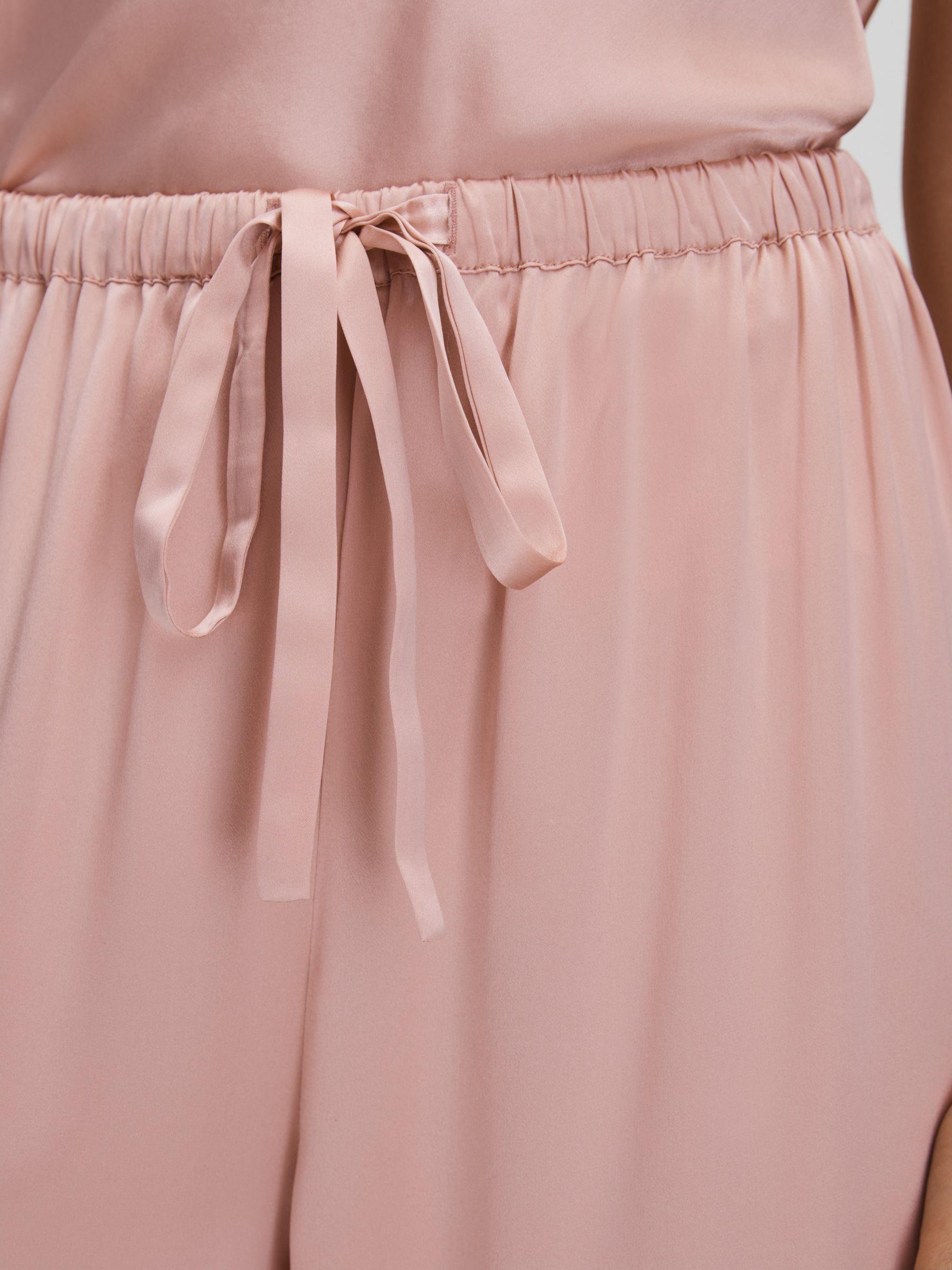 Maison Essentiele Silk Feather Trim Pyjama Bottoms in Blush Product Image