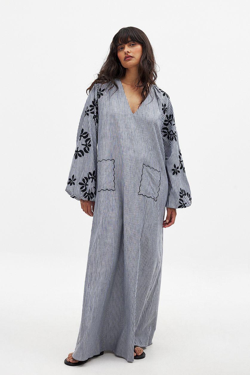 Embroidery Detail Long Sleeve Maxi Dress Product Image