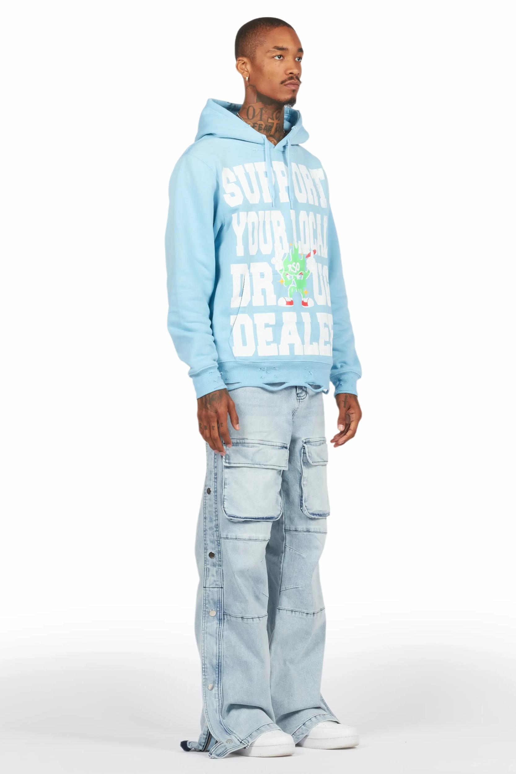 Yuri Blue Stacked Cargo Flare Jean Male Product Image