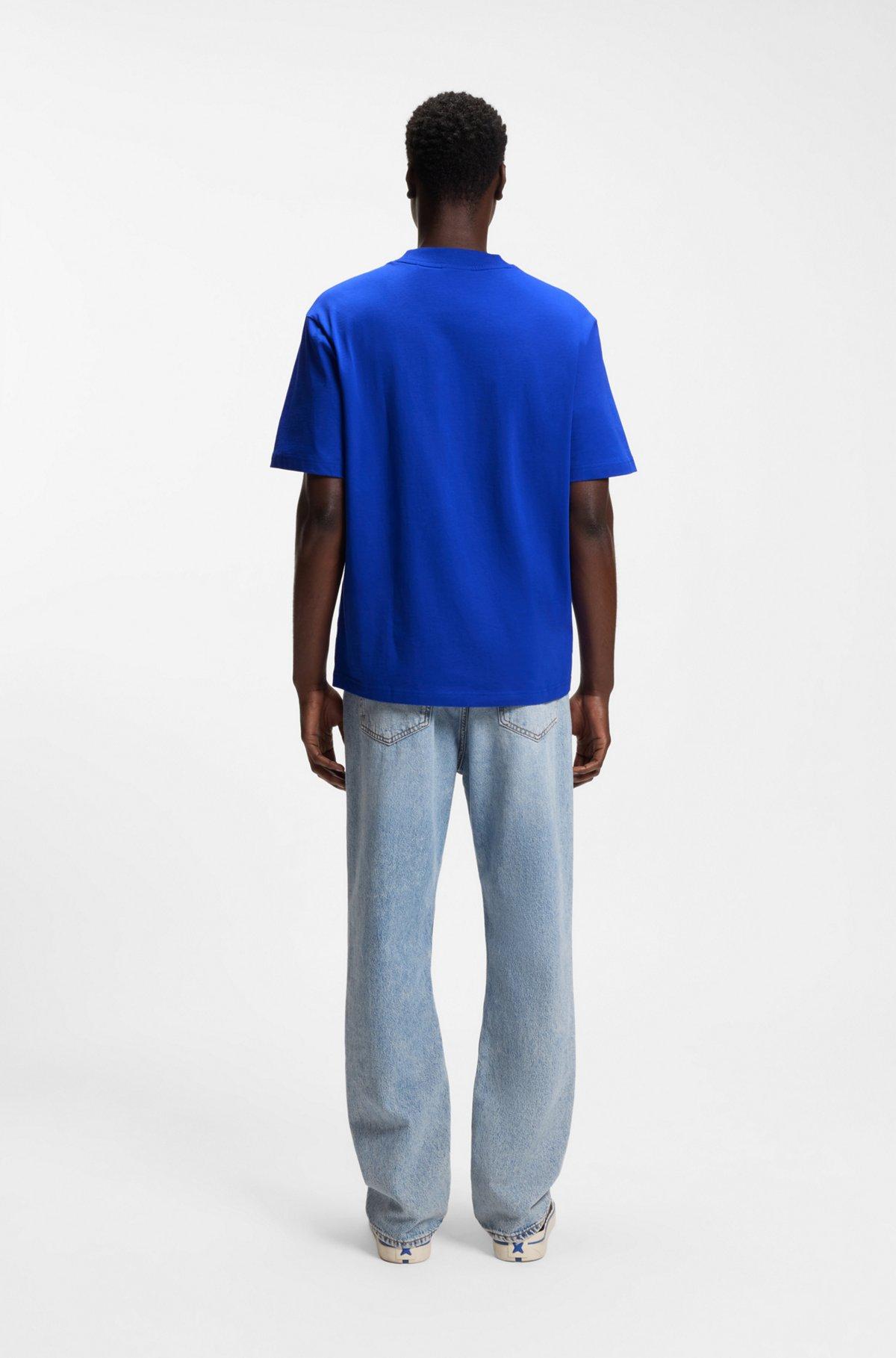 Cotton-jersey T-shirt with blue logo patch Product Image