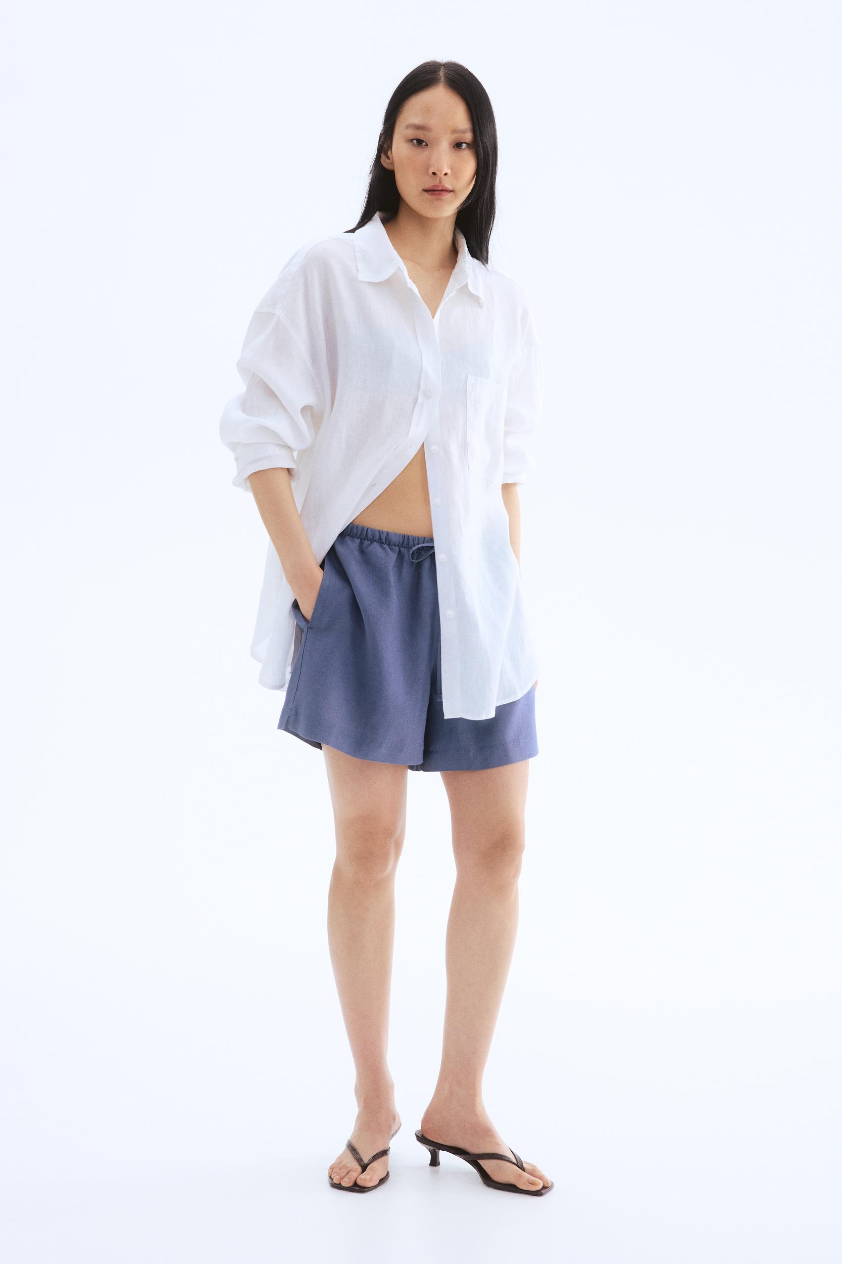 Linen-Blend Drawstring Shorts Product Image